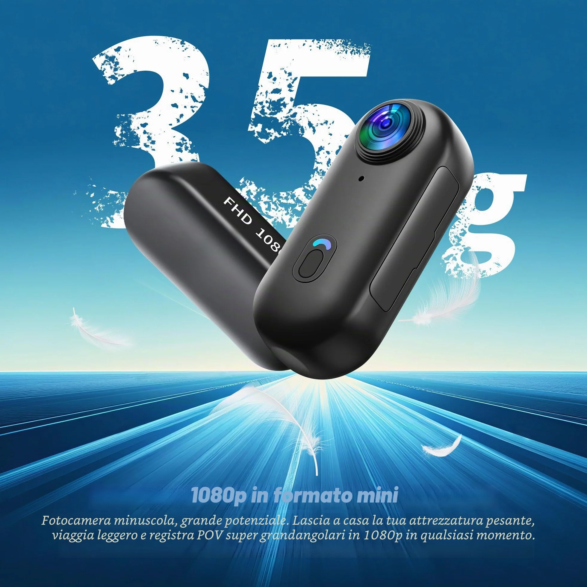 Action Cam Con 64G, 1080P Sport Camera, Bodycam Polizia Professionale, Fotocamera Sott'acqua 30M Videocamera, Mini Telecamera Dash Cam Videocamera, Fotocamera per Conferenze Viaggio