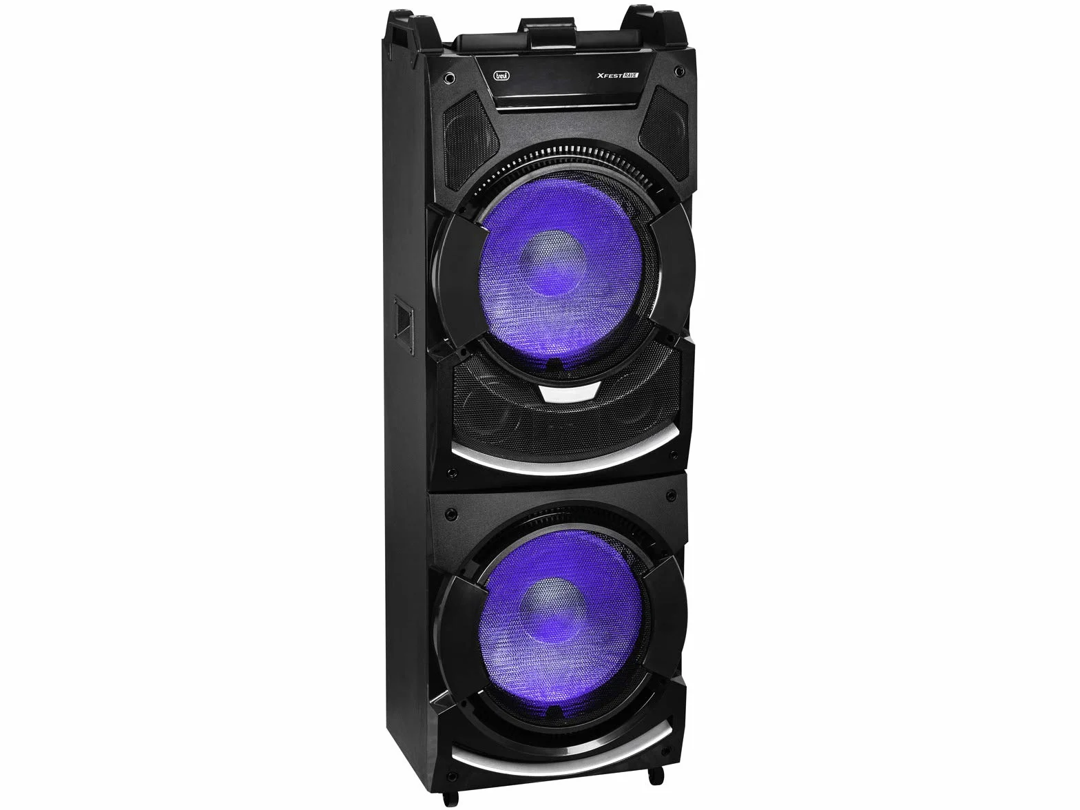 Trevi XFest XF 4500 DJ Altoparlante Amplificato 500W, Cassa Wireless Portatile, Microfono Dinamico per Karaoke, 2 USB/AUX IN, Jack 3.5mm, Funzione TWS, Jack 6.3mm per ingresso Guitar e Microfono