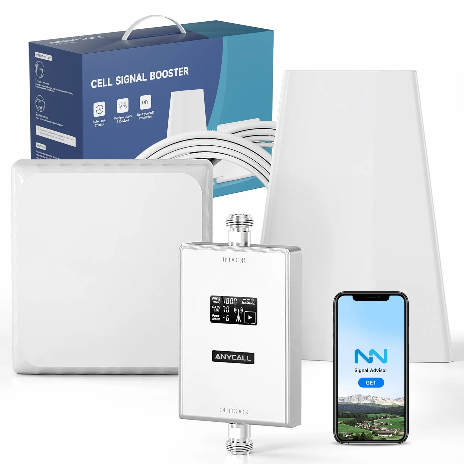 Amplificatore Segnale Cellulare per Banda 3 e 7, 4G LTE 3G GSM Ripetitore Segnale Cellulare per Casa Ufficio Cantina, Compatibile con tutti gli Operatori Europei, Antenna ad alto Guadagno
