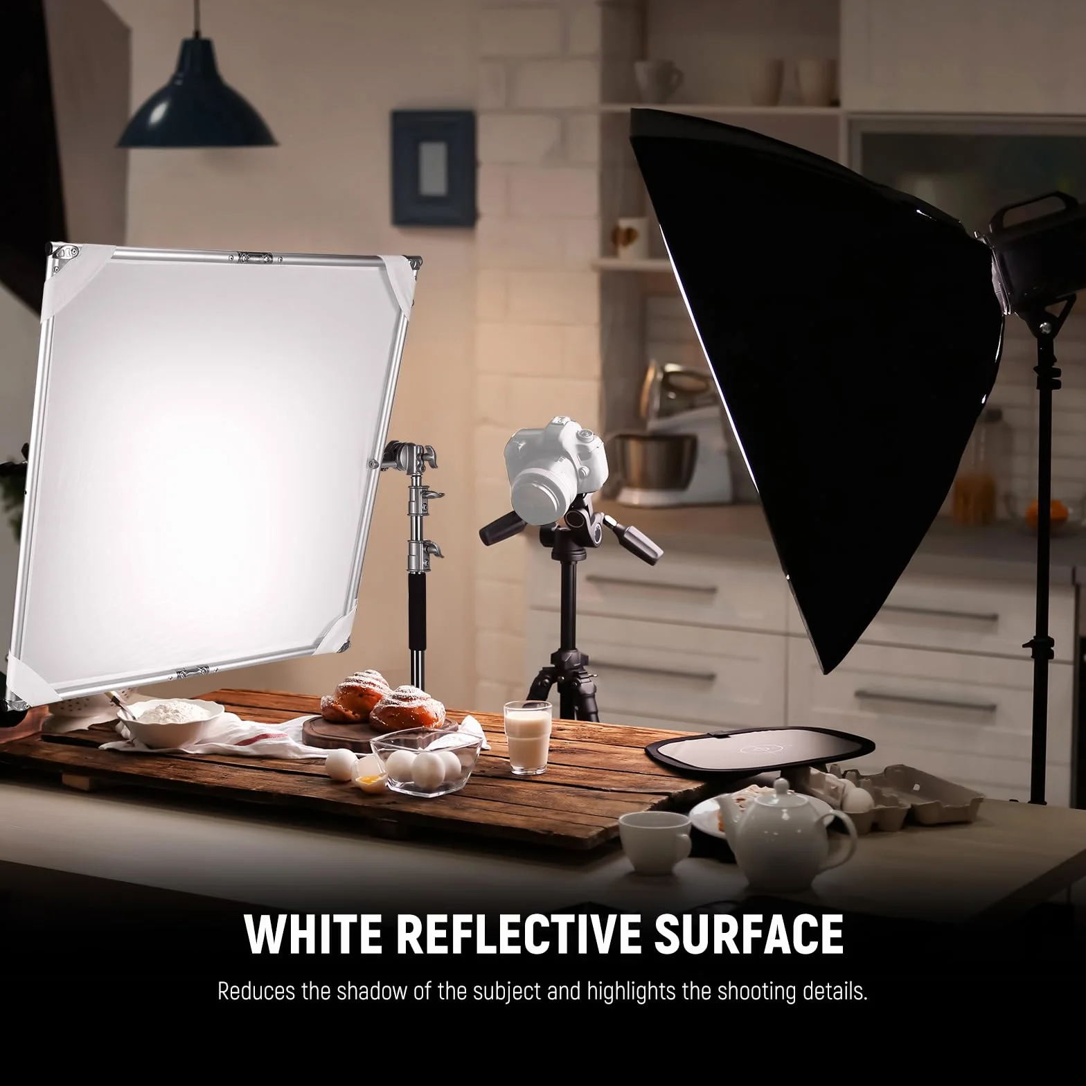 NEEWER Kit di Pannello Diffusore di Luce Scrim con Pellicola Riflettente Argenta/Bianca, Telaio Pieghevole da 35"x35" con Maniglie Baby Pin 5/8" per Stativo C Diffusore 3 in 1 per Fotografia, SF9090F