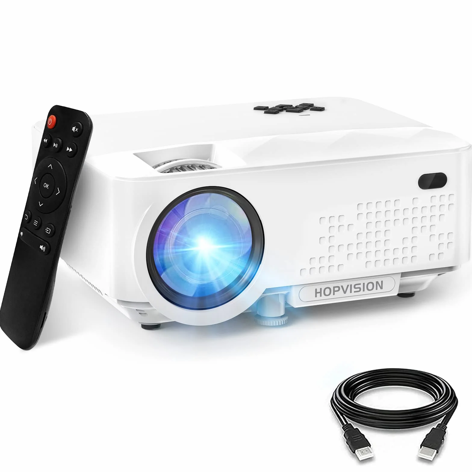 HOPVISION Proiettore, 12000Lumen 4K Supportato, Mini Proiettore Portatile WiFi Bluetooth Full HD 1080P, Videoproiettore Home Cinema Compatibile con Smartphone/HDMI/USB/Laptop/Fire Stick/PS5