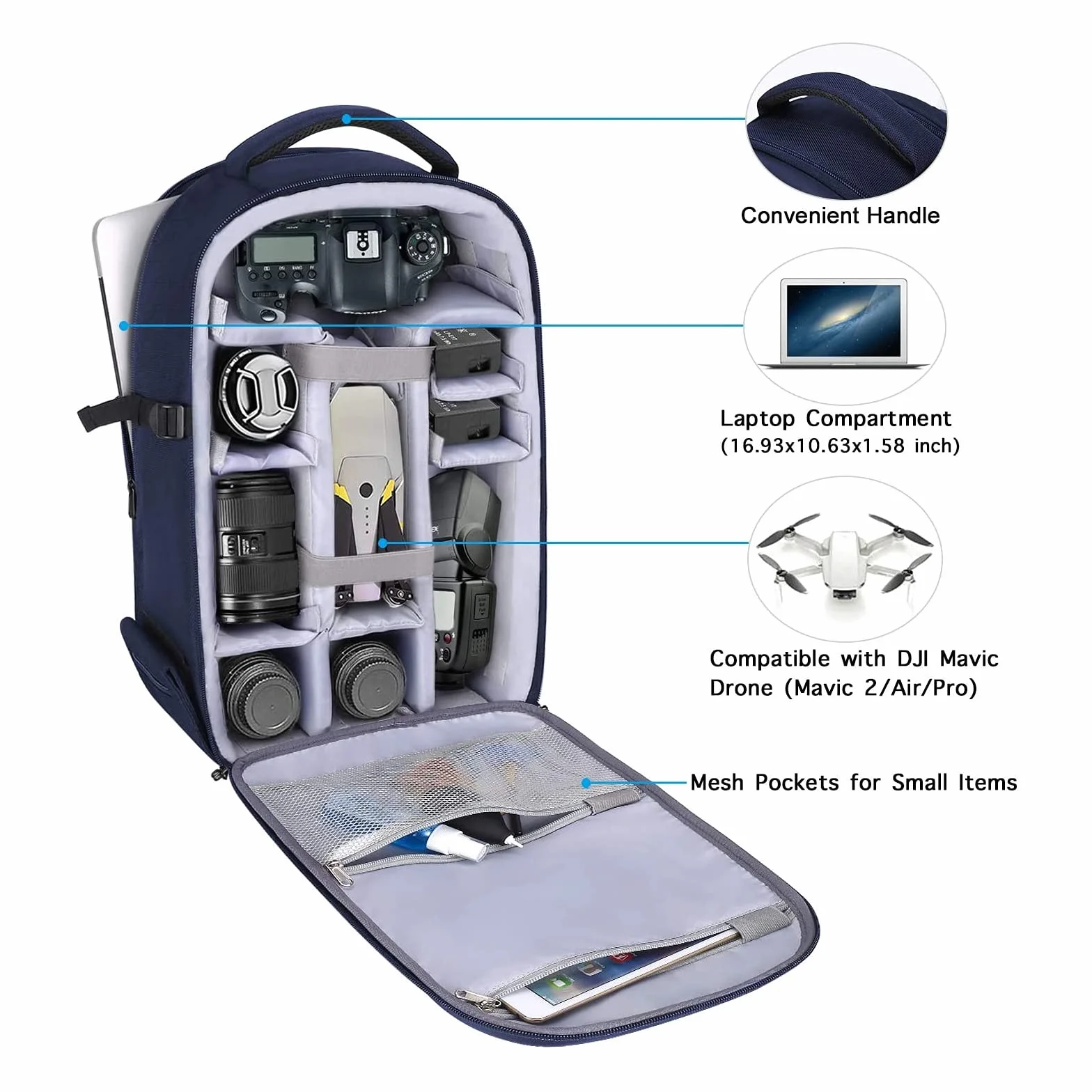 MOSISO Zaino Fotografico, Dslr/Slr/Mirrorless Zaino Fotocamera 15-16 Pollici Impermeabile Custodia Rigida Con Treppiede Titolare&Laptop Scomparto Compatibile Con Canon/Nikon/Sony