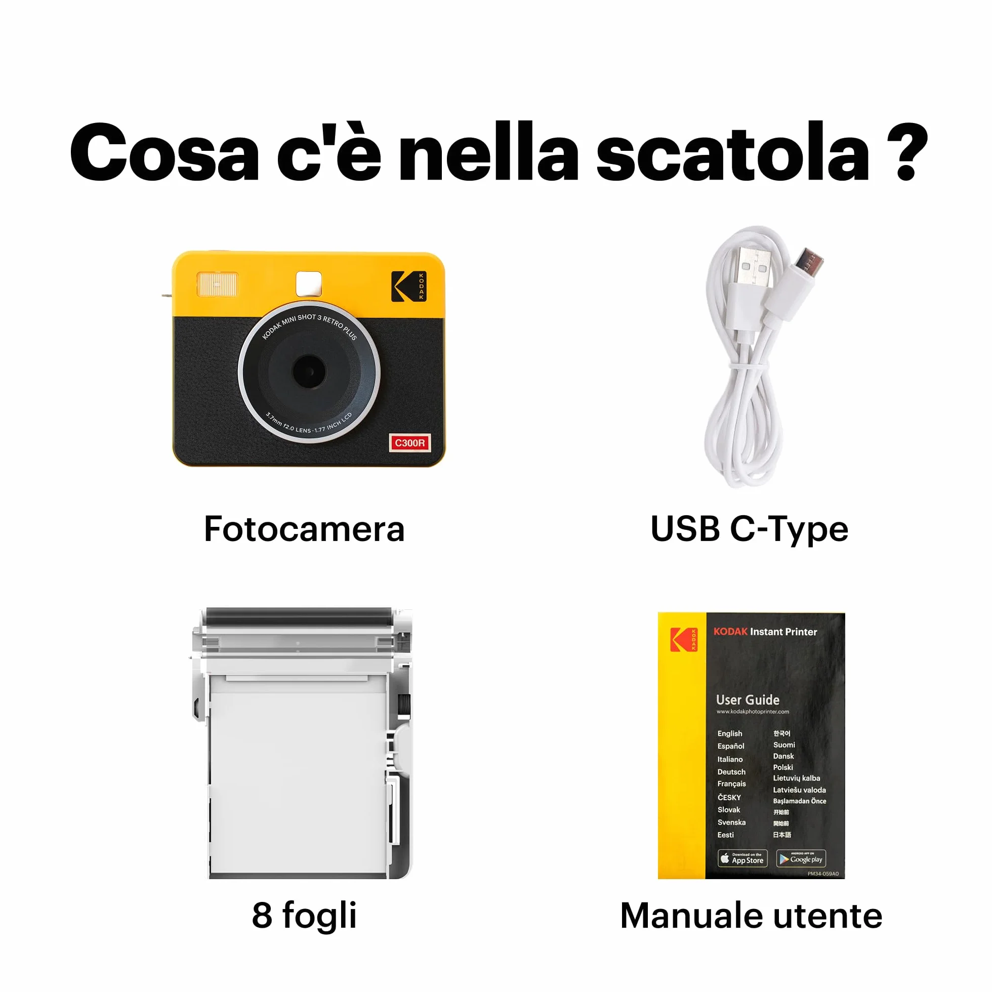 Kodak Mini Shot Combo 3 Retro - C300R, Giallo