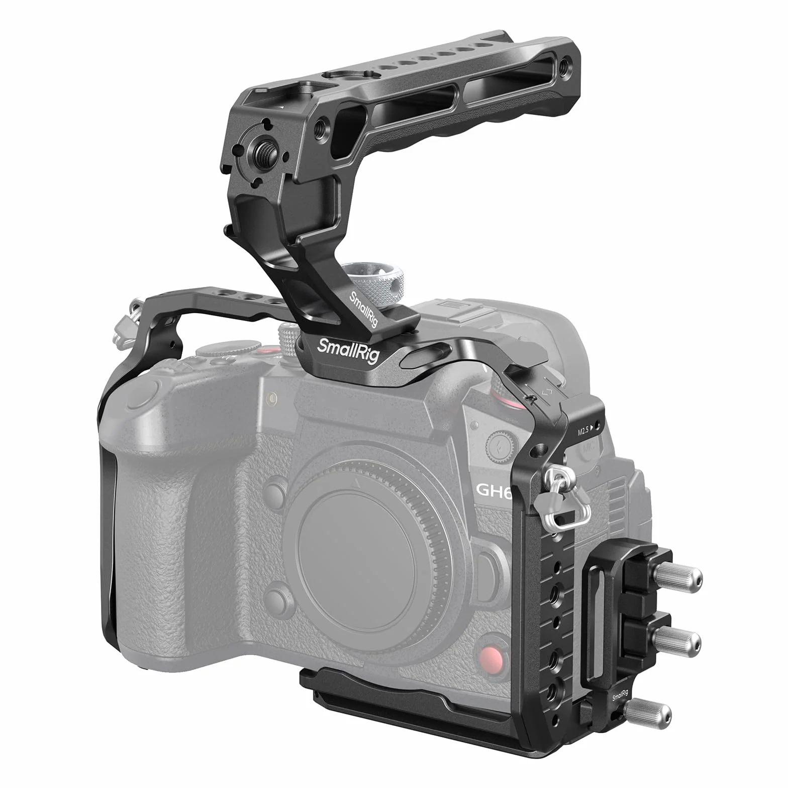 SMALLRIG HawkLock Quick Release Cage Kit per Panasonic LUMIX GH7 / GH6, con Kit Maniglia Superiore, Morsetto per Cavi per HDMI e USB-C - 4825