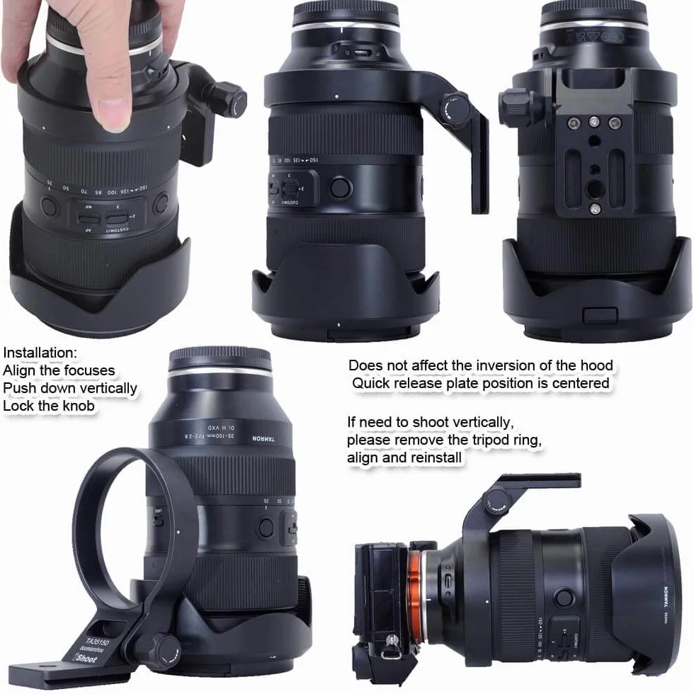 iShoot Anello di montaggio per treppiede Collare per obiettivo compatibile con Tamron 35-150mm f/2-2.8 Di III VXD A058 E Mount, Porta Staffa di Supporto Lenti è Arca Piastra a Sgancio Rapido Camera