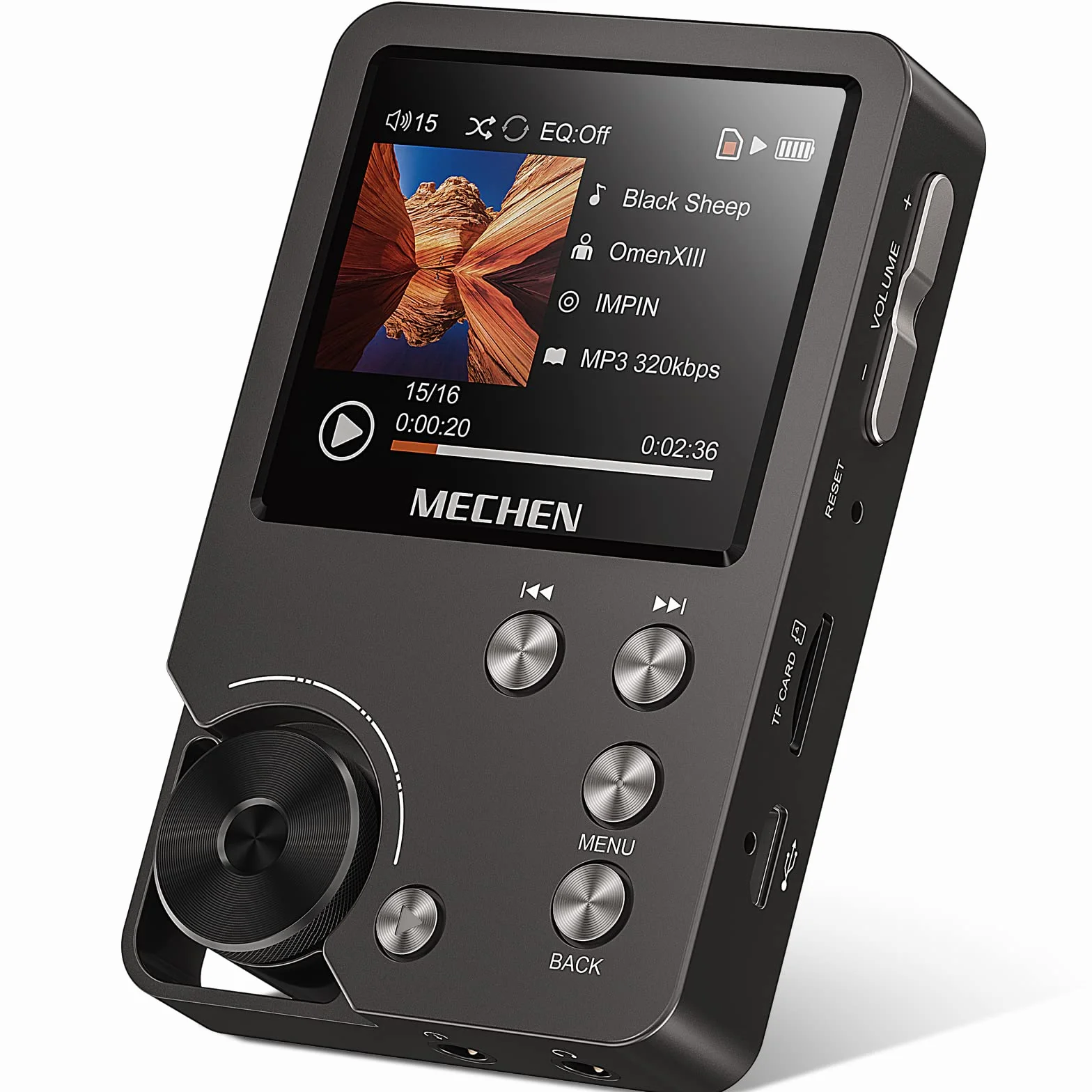 MECHEN M30 Lettore MP3 64GB, Hi Res Lettore FLAC Audio Digitale ad alta Risoluzione DSD Senza Perdita, Doppio DAC CUE Equalizzatore Rotella di Scorrimento, Memoria Espandibile a 256GB (Grigio)
