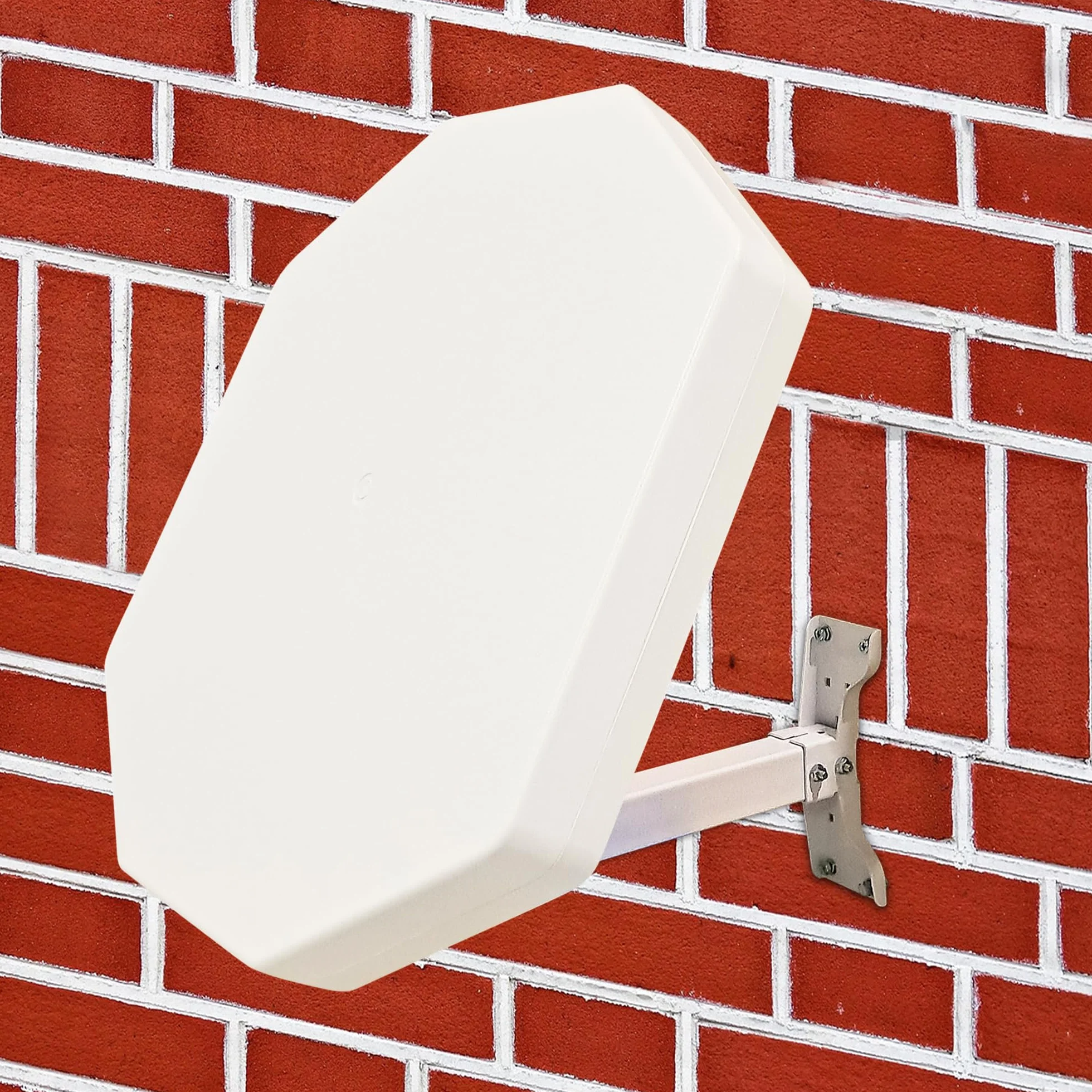 POWERSAT - Antenna parabolica piatta, 2 porte/4 porte, ideale per TV satellitare ASTRA 1 (19,2 E), antenna robusta, resistente alle intemperie, ideale per balcone e campeggio (QUAD LNB)