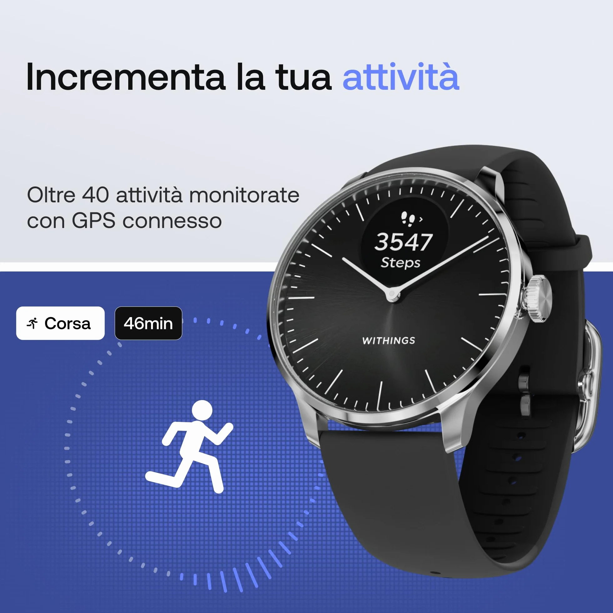 Withings ScanWatch Light - Smart Watch ibrido con monitoraggio della frequenza cardiaca, fitness tracker, monitoraggio del ciclo, monitoraggio del sonno