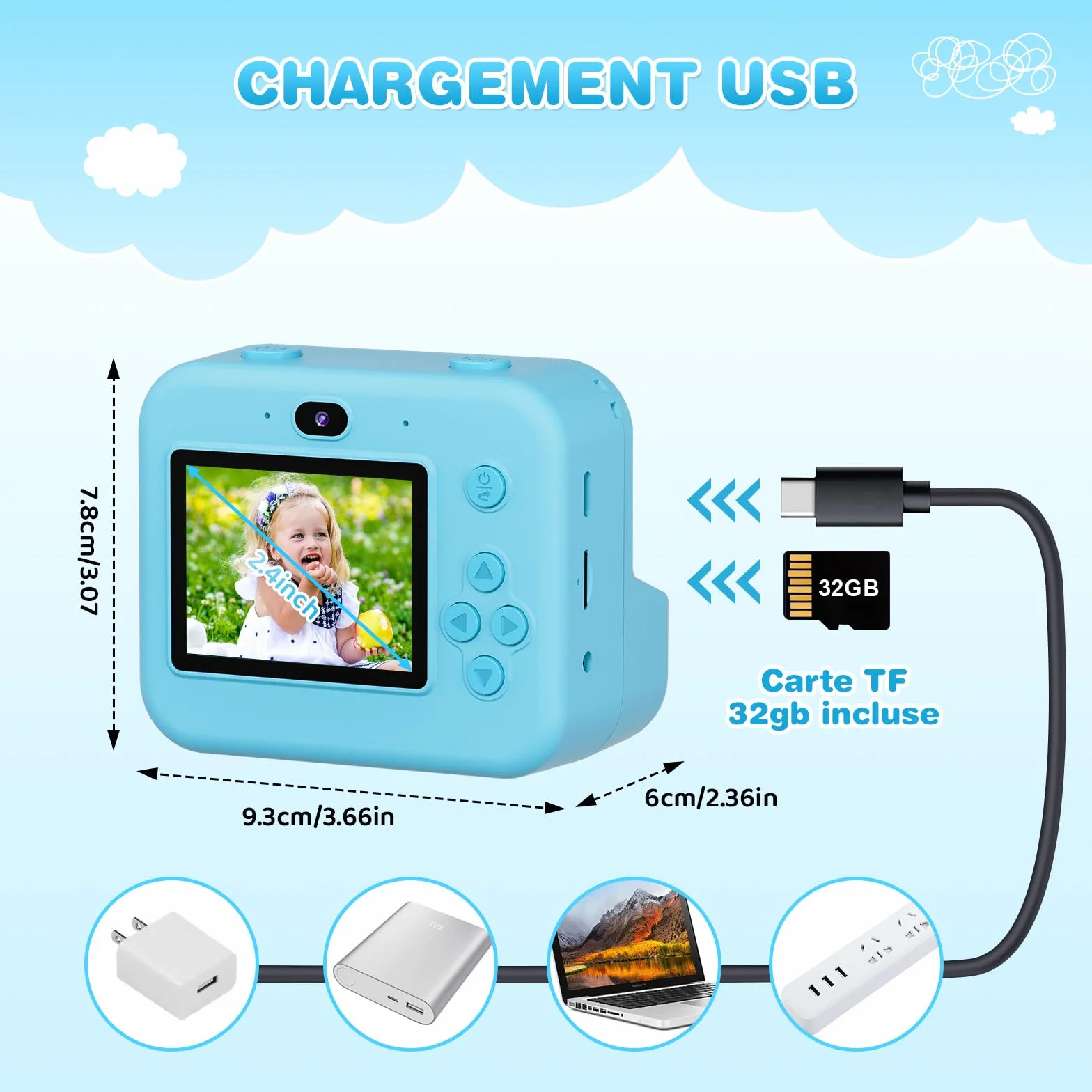 Fotocamera istantanea per bambini con selfie, fotocamera compatta 1080P HD, stampa istantanea di foto, regalo di compleanno, regalo di Natale, giocattolo a partire da 3, 4, 5, 6, 8, 7, 9, 10, 11 anni