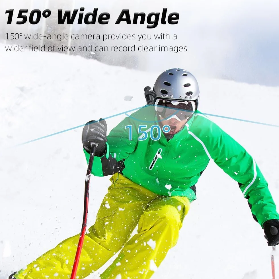 Telecamera portatile WiFi VSYSTO per casco da bici e moto, accensione/spegnimento automatico, lente HD 1080P grandangolare da 150° con visione notturna, action camera, sensore G, registrazione in loop