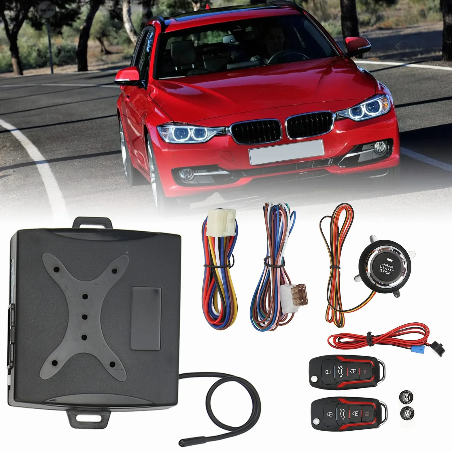 Kit per Auto con Ingresso Senza Chiave Sistema di Accesso Senza Chiave per Auto Antifurto 12V Sistema di Blocco Remoto con Avvio con Un Pulsante Universale per Automobili