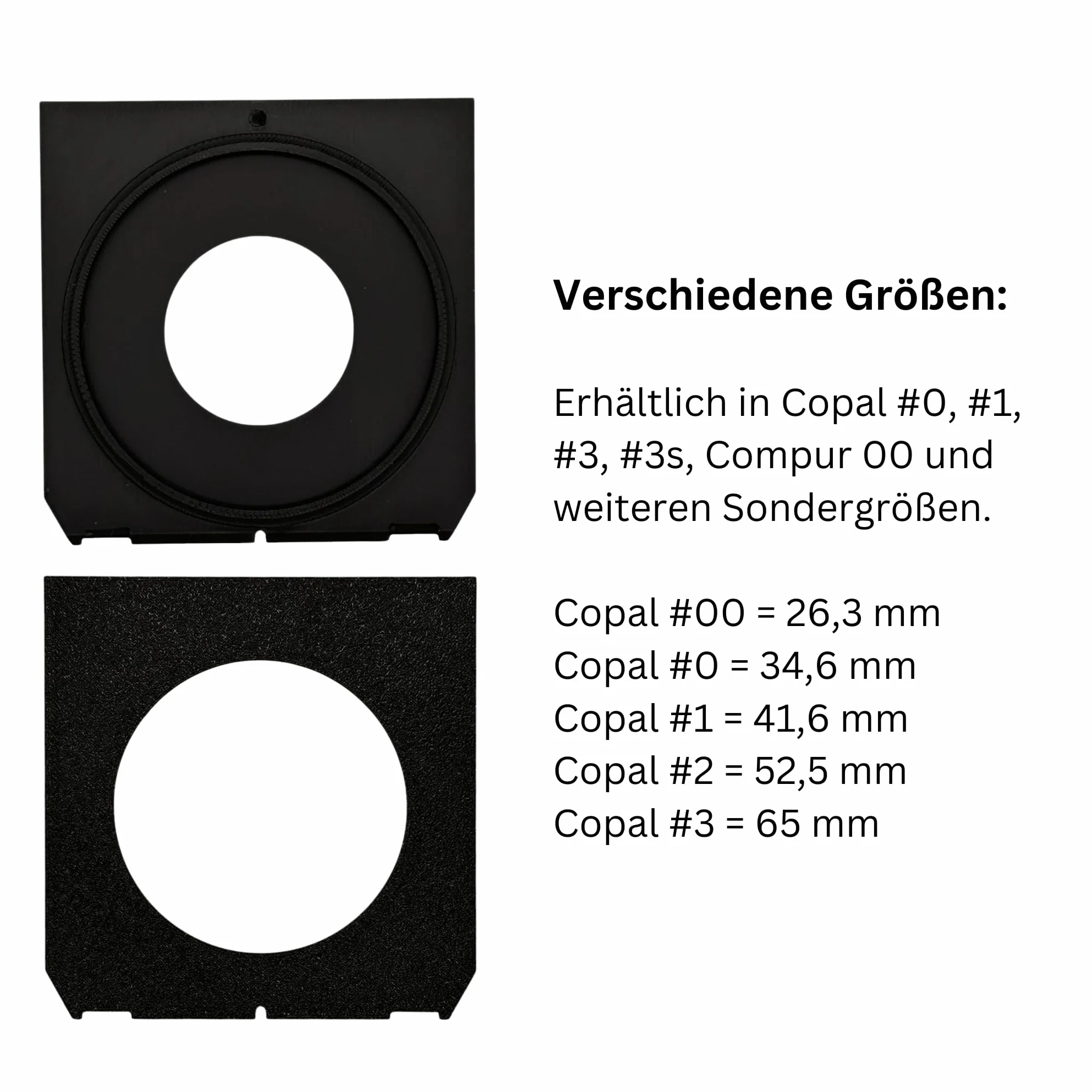 Scheda di grandi dimensioni per Linhof, Wista ecc Compur Copal #00#0#1#2#3 (00)