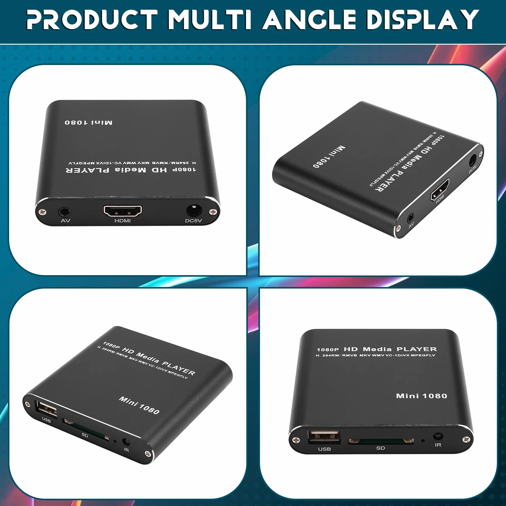Lettore Multimediale MKV 264 HDD Lettore Multimediale USB Full HD 1080P con Supporto SD Media TV Box Lettore HDD RMVB WMV Spina UE