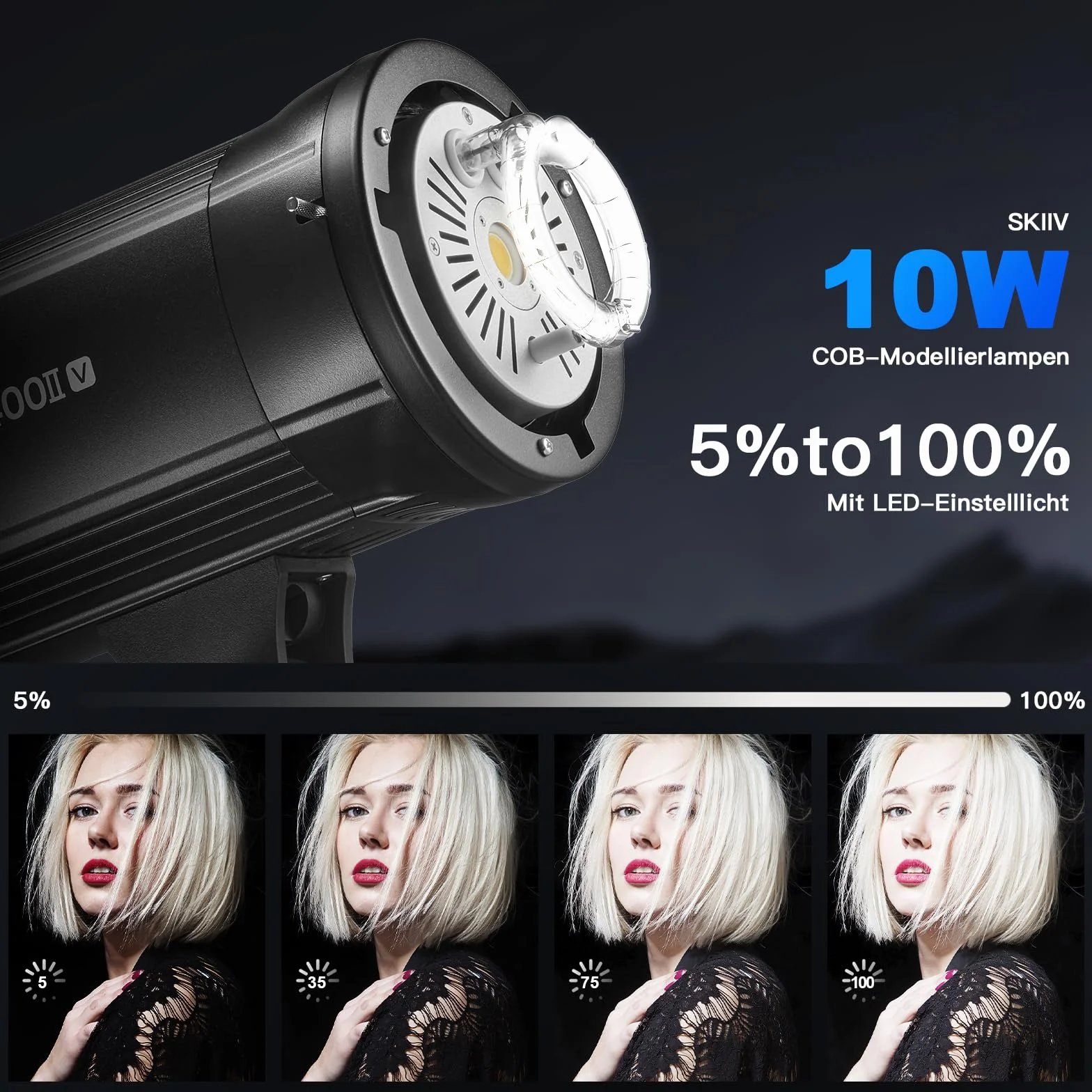 GODOX SK400II-V Flash da Studio Stroboscopico SK400II-V Bowens Mount,400W,Sistema X Wireless 2.4G,5600±200K,Lampada per Modellazione LED con Montaggio Bowens per Studio (SK400II Versione Aggiornata)