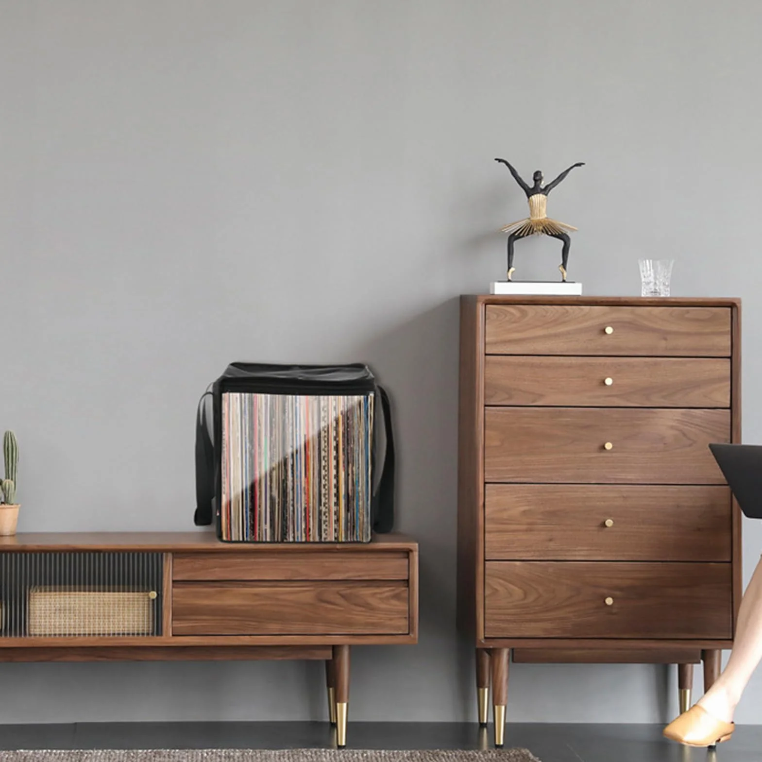 Borsa per Trasporto di Dischi in Vinile, Custodia Portatile per Dischi in Vinile, Organizer per Dischi con Coperchio Scatola Porta Raccolta per Contenere Fino A 50 Dischi LP