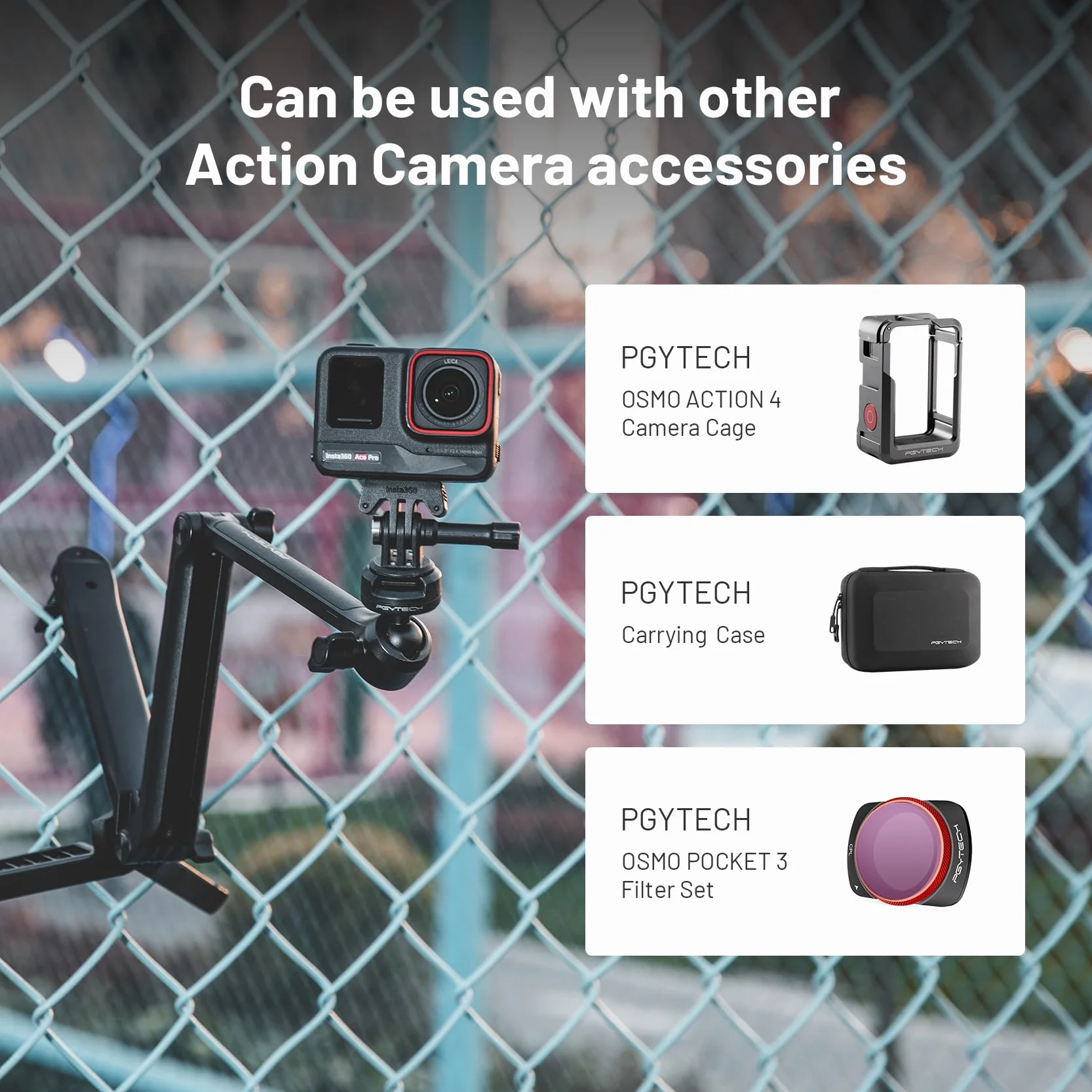 PGYTECH MantisPod Z Treppiede Estensibile per Action Cam, Impugnatura Portatile con Testa a Sfera a 360° e Sistema CapLock per DJI OSMO/Action/Pocket, per Insta360, per GoPro, Supporto da Tavolo