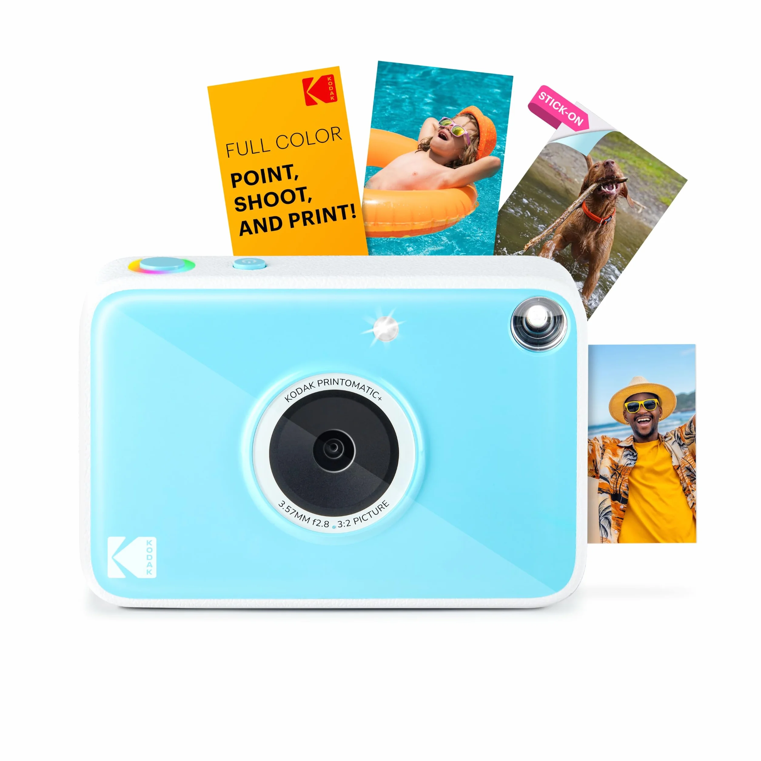 KODAK Printomatic+ Fotocamera Digitale Istantanea 10MP con LED RGB, stampa foto a colori su carta Zink 2x3” – Blu
