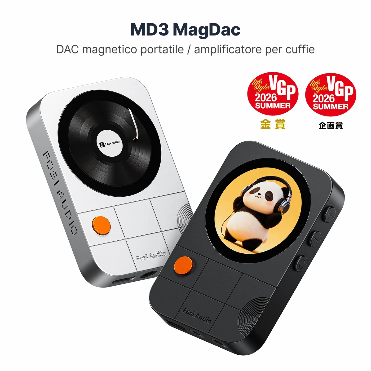 Fosi Audio MD3 DAC Audio USB Portatile, DAC Amplificatore Cuffie con Display Magnetico 1,28", Amplificatore per Cuffie ES9039Q2M, 3,5/4,4mm, PCM 32bit/384kHz DSD256 per Smartphone PC Tablet, Nero