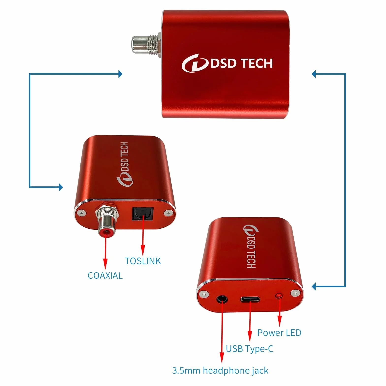 DSD TECH SH-AU02A Supporto adattatore audio SPDIF coassiale da USB a TOSLINK 96K 24Bit