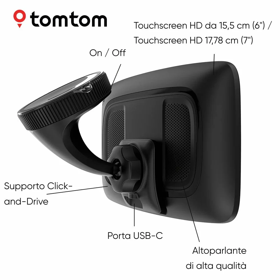 TomTom Navigatore per camion e bus GO Expert Plus (schermo da 7", percorsi e PDI per veicoli grandi dimensioni, TomTom Traffic, mappe del mondo, avvisi su limitazioni live, USB-C)