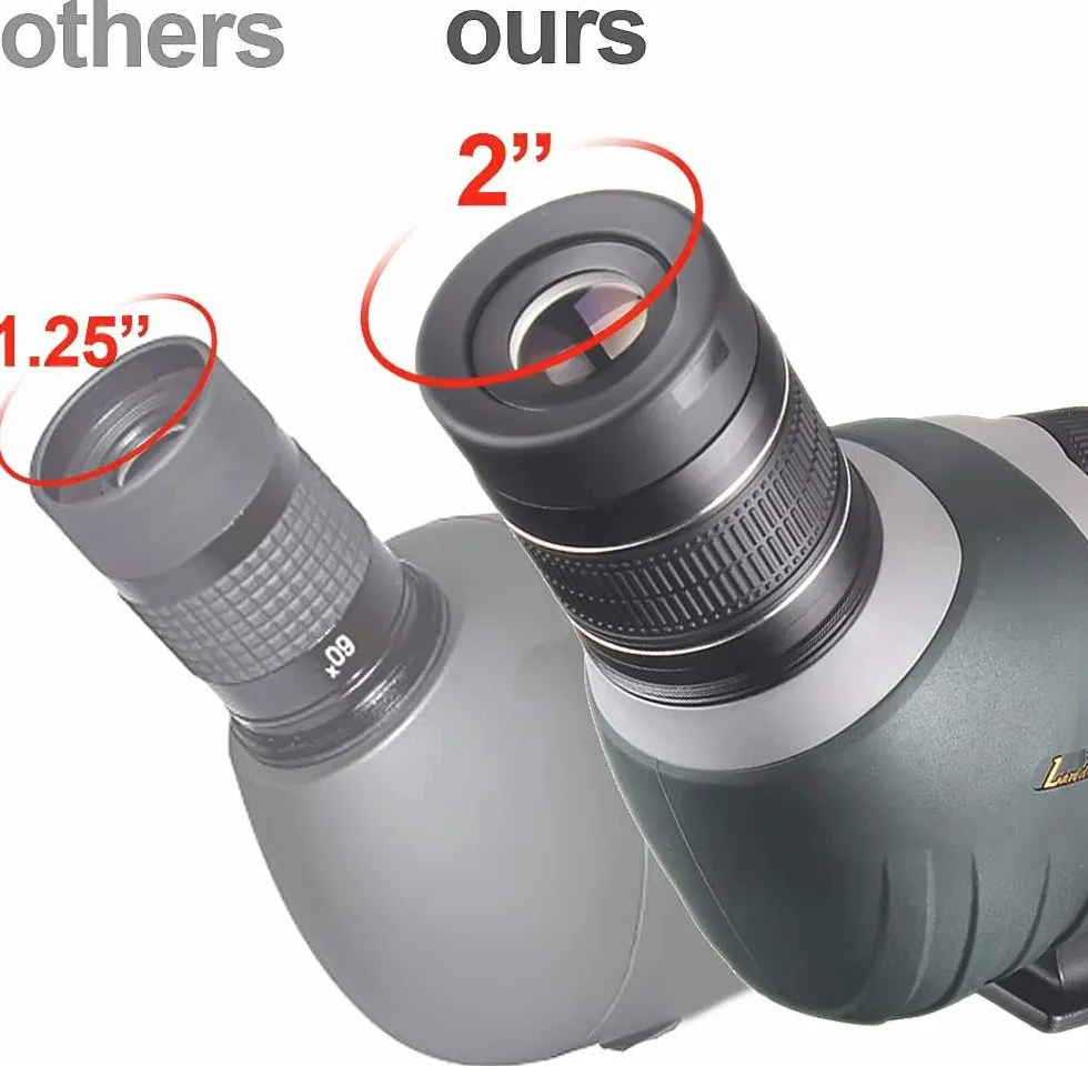 Cannocchiale HD 20-60x80, zoom a doppia messa a fuoco impermeabile BAK4 Oculare angolato a 45 gradi completamente multistrato per caccia, tiro, birdwatching, con adattatore per smartphone