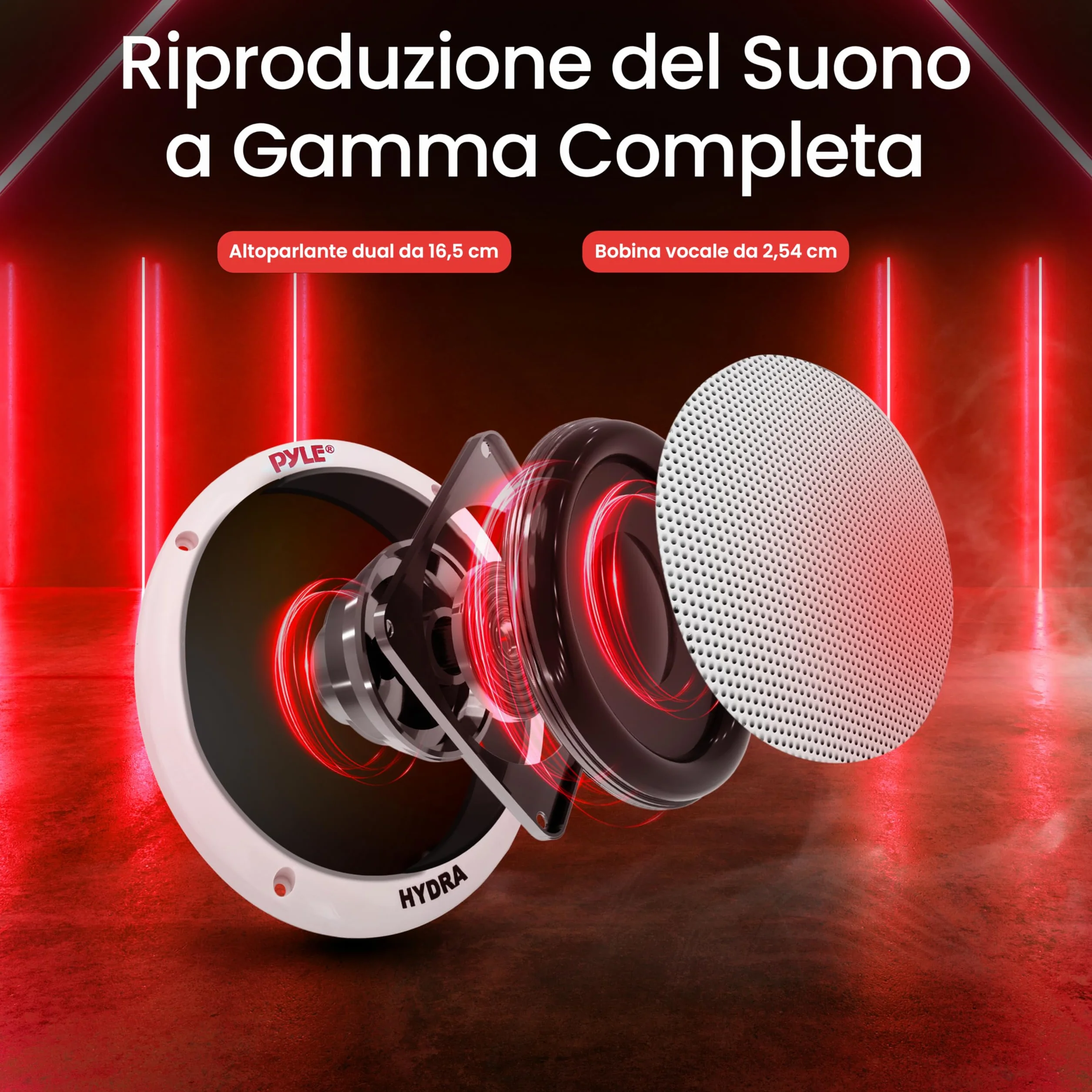 Pyle Altoparlanti Marini 16,5 cm 2 Vie, Casse Audio Impermeabili Resistenti alle Intemperie, Sistema Stereo Esterno 400 Watt, Casse Cono in Polipropilene e Gomma Butilica, Speaker 1 Coppia Bianco