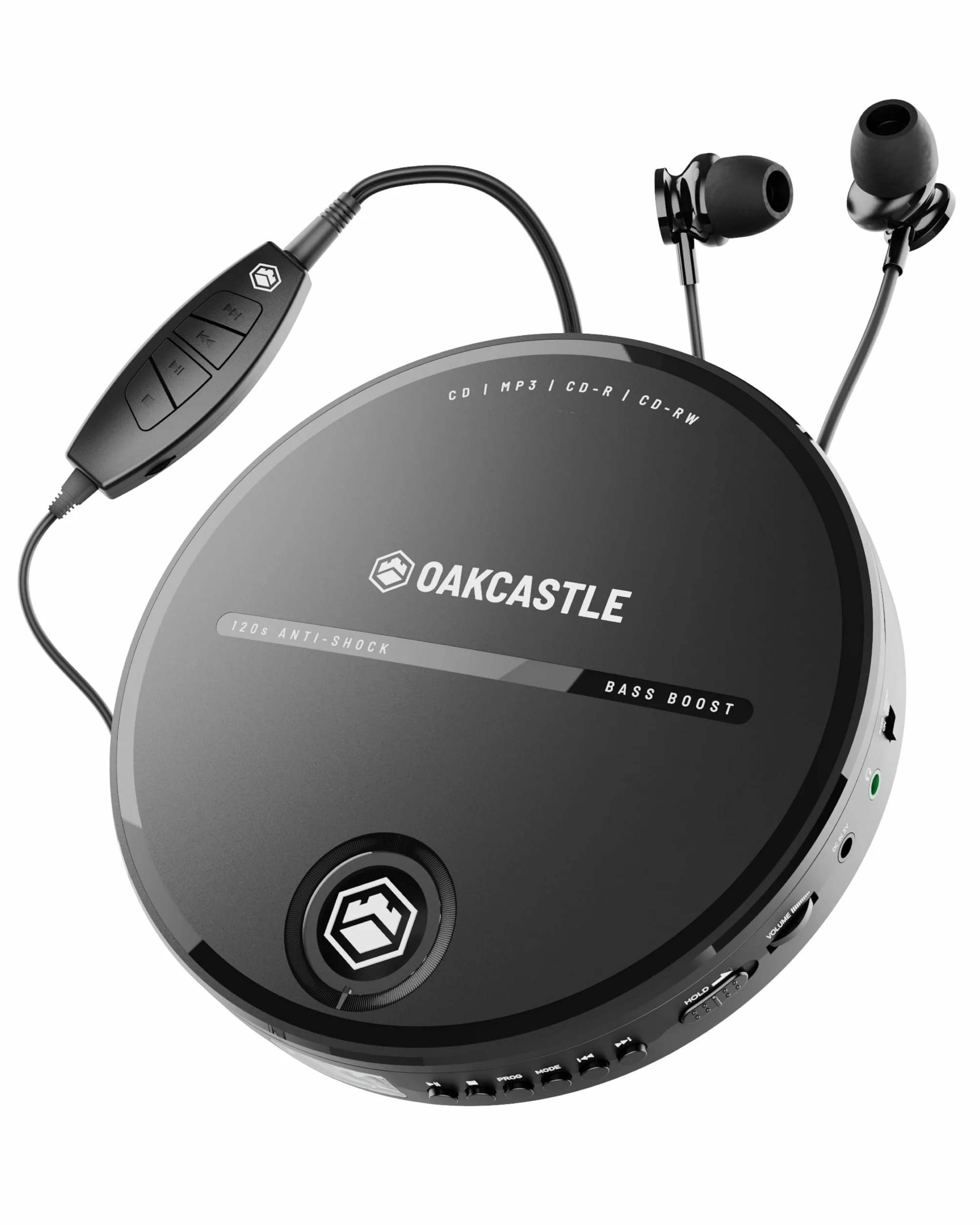 Oakcastle CD10 Lettore CD Portatile con Cuffie, CD CDR CDRW MP3, Anti-Skip ESP, Bass Boost, Autonomia 7 Ore