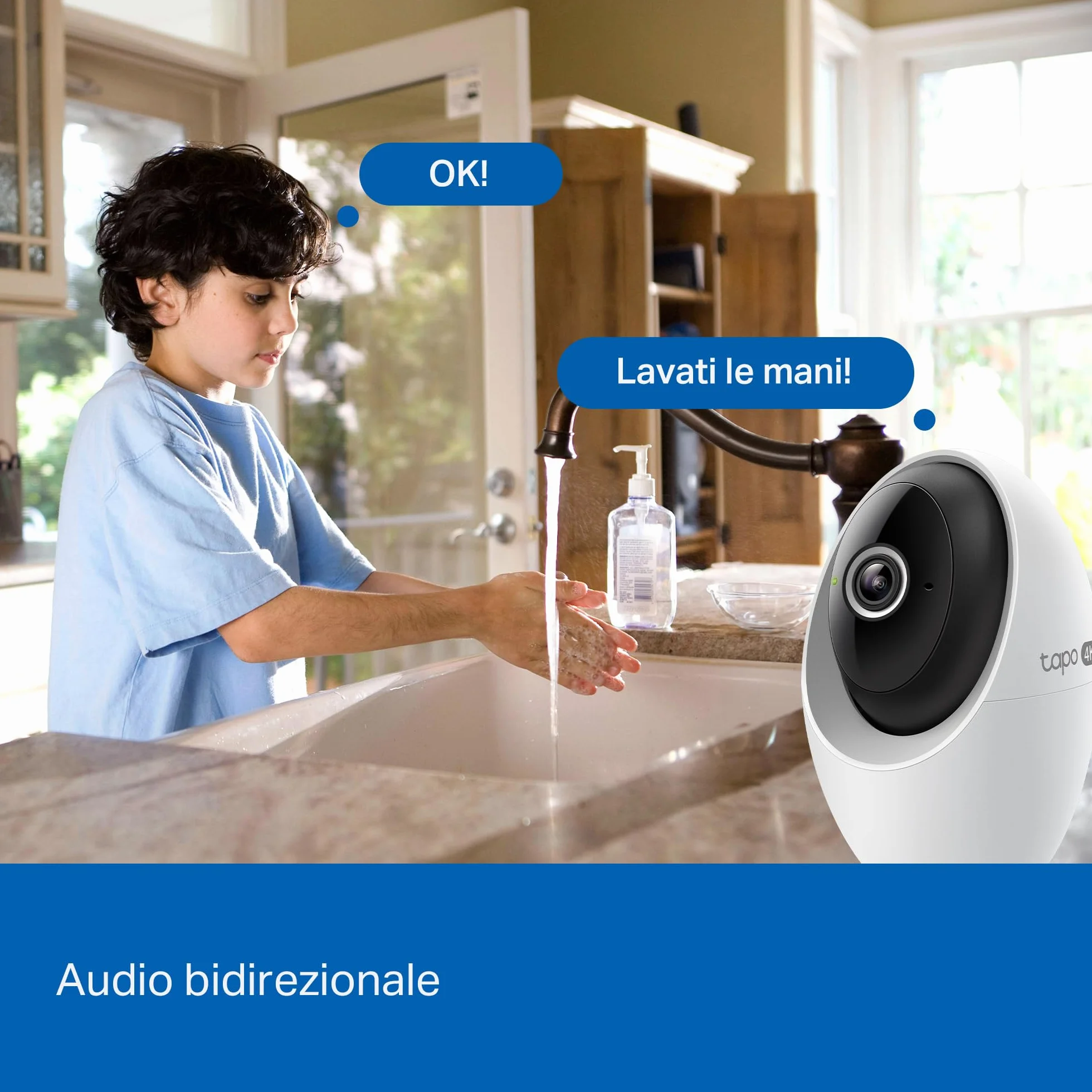 Tapo C260 4K 8MP Telecamera WiFi Interno, Rilevazione e Notifiche Smart AI, Riconoscimento Facciale, Visione Notturna Migliorata, Compatibile con Alexa, Modalità Avanzata di Privacy, Block Zones