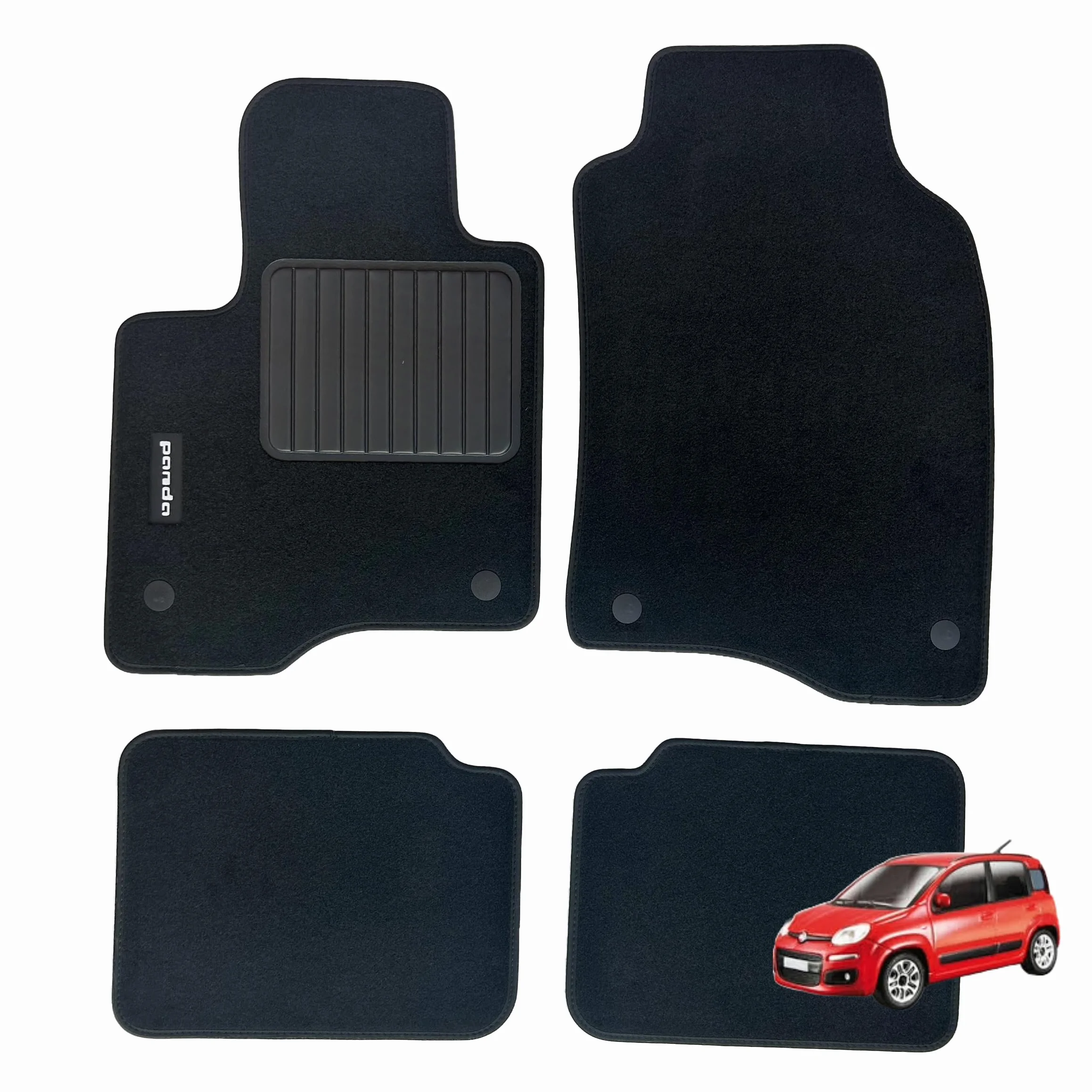 Tappetini Per Fiat Nuova Panda dal 2012, Con Logo Ricamato 2 Pin Di Sicurezza, Alta Qualità, Made In Italy.