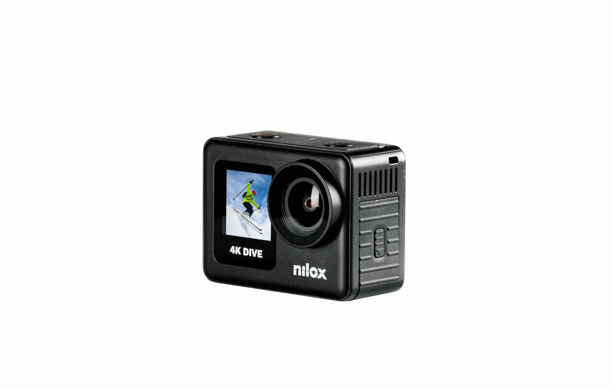 Nilox, Action Cam 4K Dive, Action Camera 4K/60fps, Doppio Schermo con Touch Screen, Connessione Wifi, Resistente all'Acqua fino a 30m con Custodia Protettiva, Batteria 1050 mAh, Memoria SD 128 GB