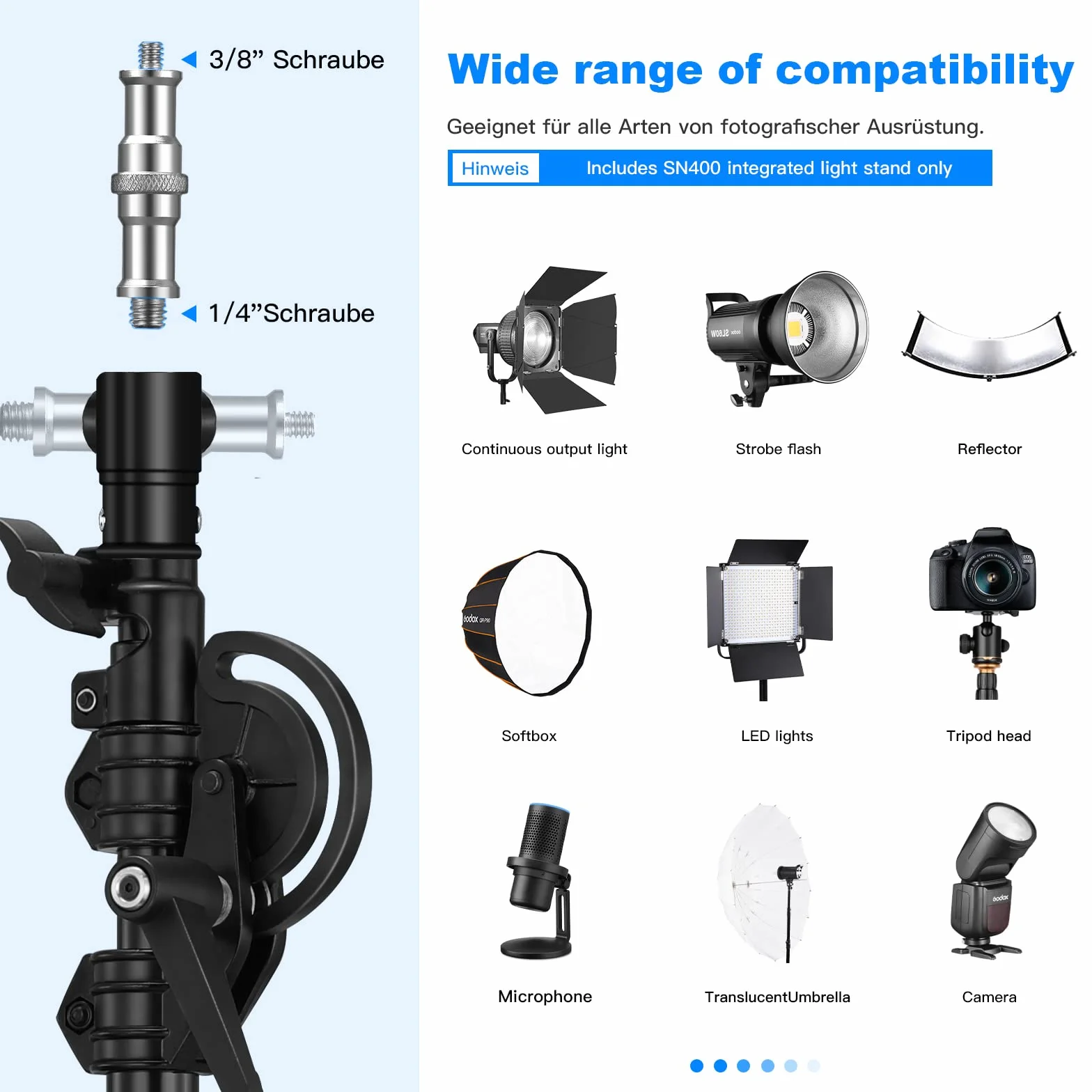 Soonpho 13.2ft/400cm Stativo Fotografico,Supporto Resistente per Luce con 190cm Boom Arm e Sacchetto di Sabbia,Stativo in Lega di Alluminio Rotante per Softbox,Fotografia