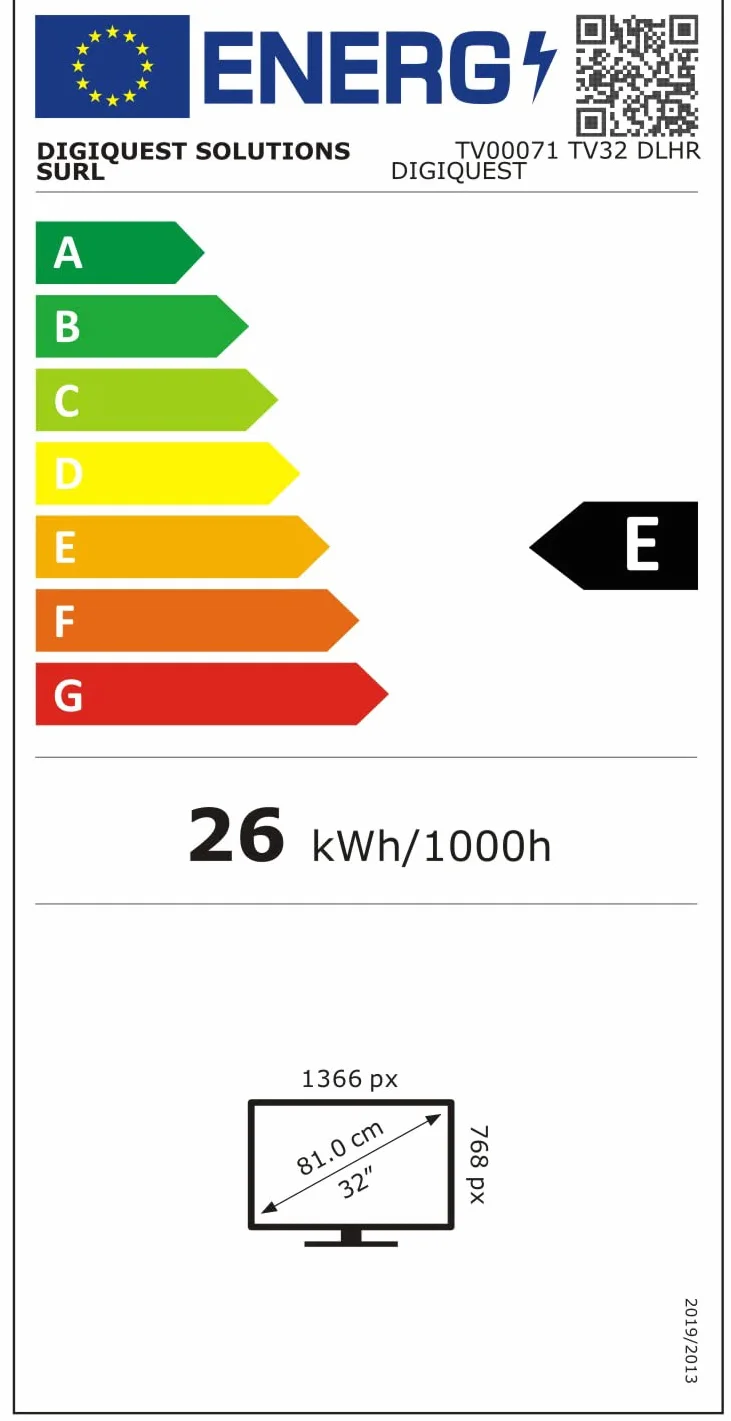 DIGIQUEST TV LED 32'' DLHR, DVB-T2, DVB-S2