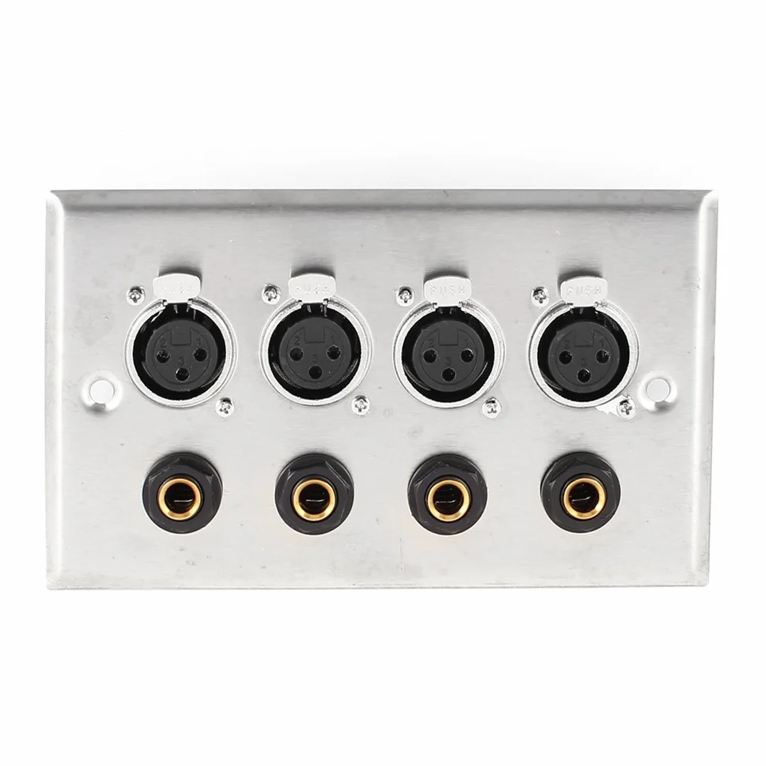 N/A - Pannello da parete per altoparlante 4 x XLR 4 x 1/4 pollici, 6,35 mm, connettore jack