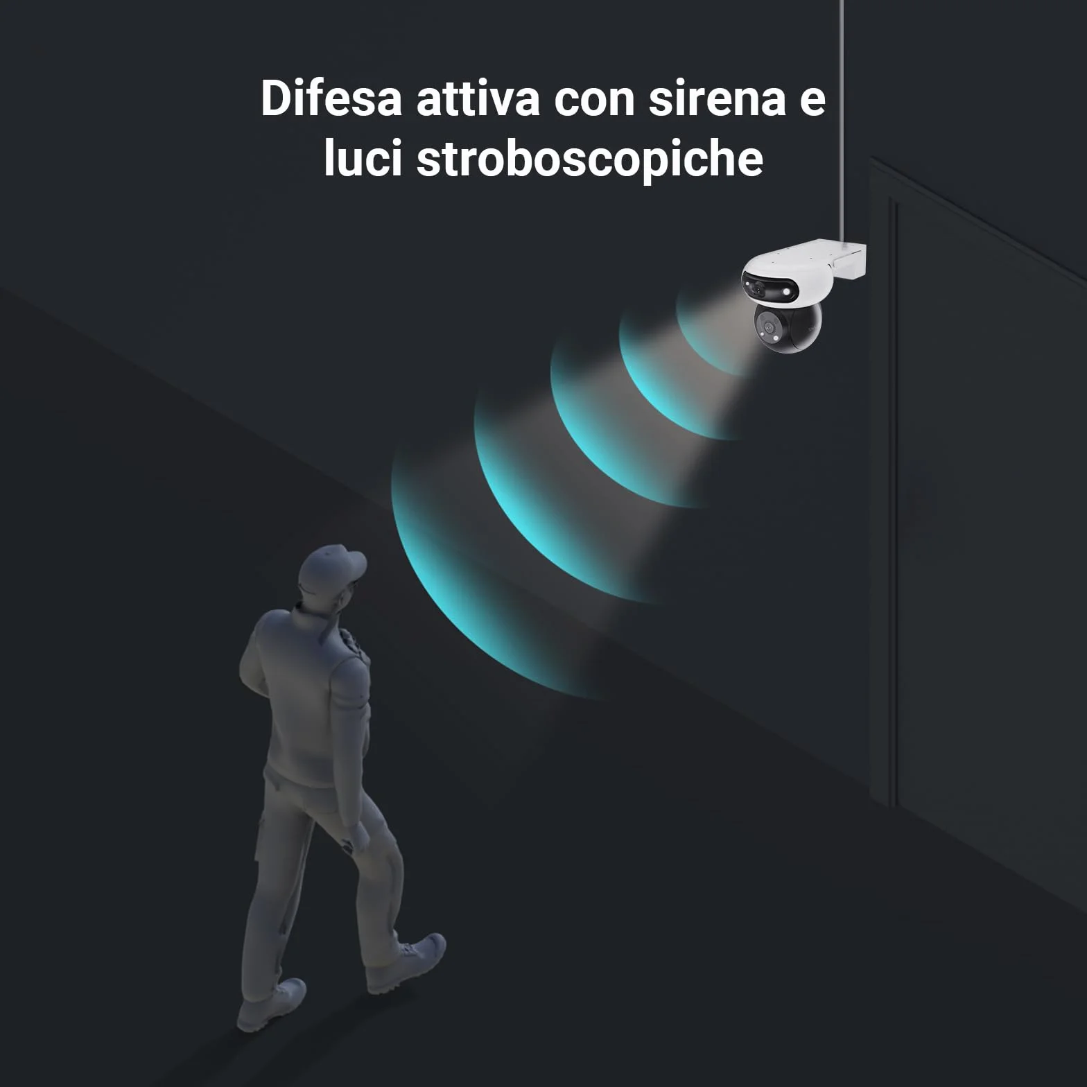 EZVIZ 8MP (4MP+4MP) Telecamera WiFi Esterno con Doppia Lente, Telecamera per Esterni a 360°, Visione Notturna a Colori, Rilevamento Persone/Veicoli, Audio Bidirezionale, Impermeabile, C90 Dual