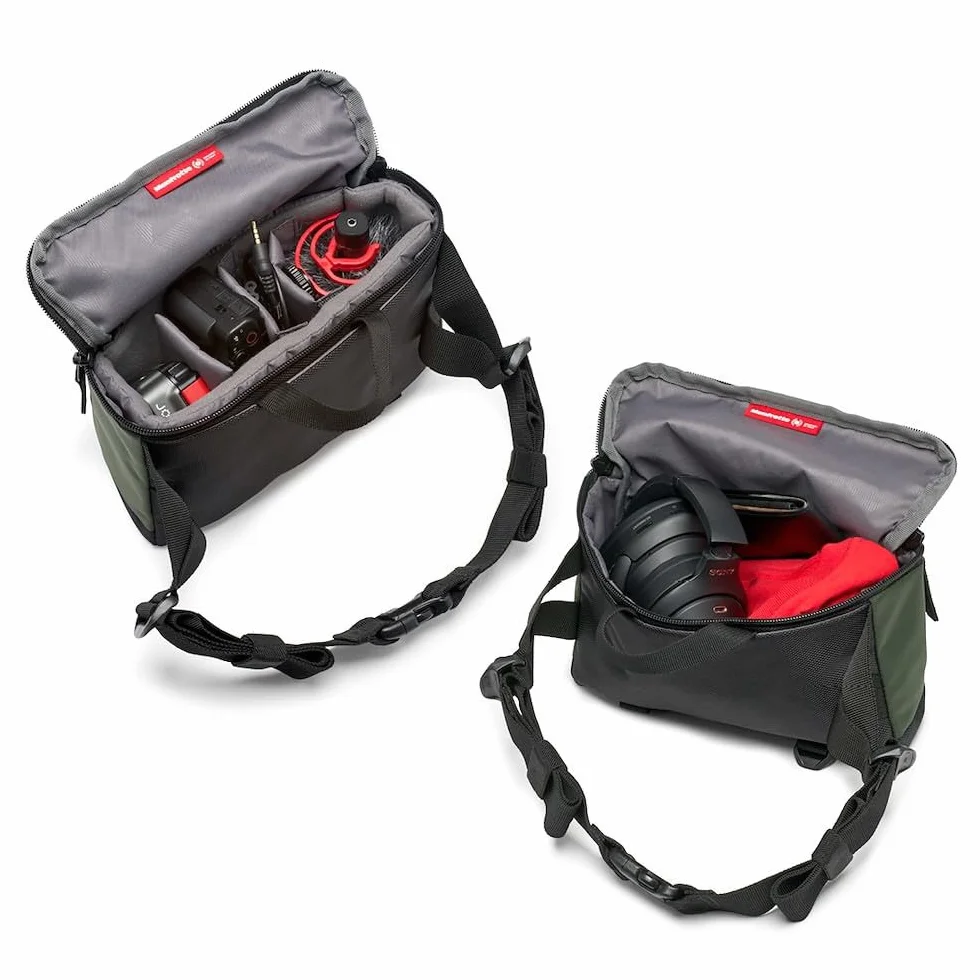 Manfrotto Zaino Street Slim per fotocamera mirrorless e reflex, accesso anteriore e posteriore, inserti rimovibili per fotocamera e laptop, zaino compatto per accessori fotografici, verde