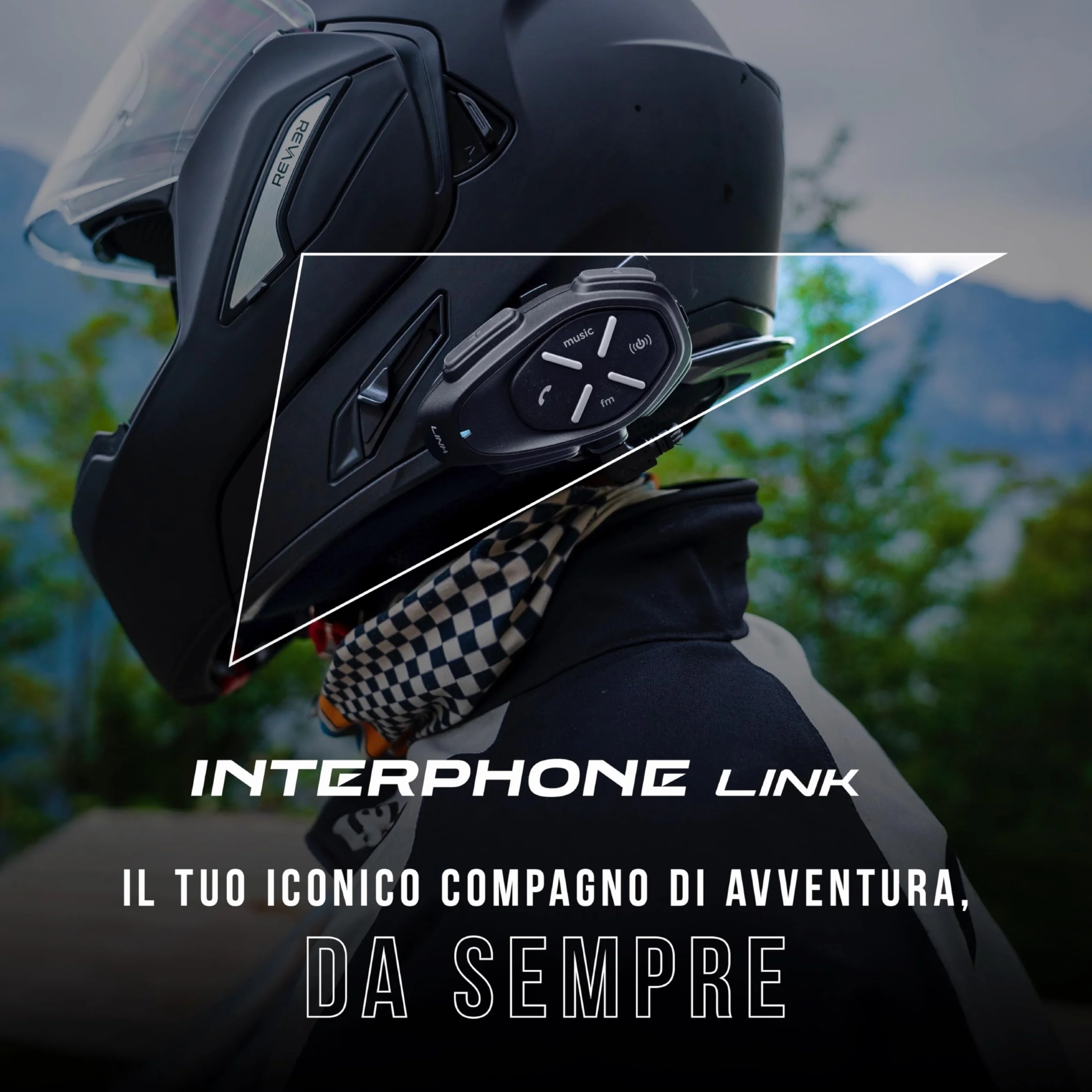 INTERPHONE LINK Doppio Interfono Bluetooth Casco Moto 300Mt 20 Ore GPS Impermeabile Universale