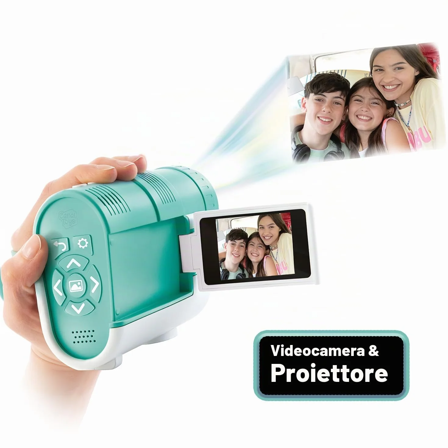 Canal Toys - Videocamera Proiettore Blu per Bambini 3 in 1 - Cattura i tuoi Momenti preferiti e Proiettali - Regalo Bambina e Bambini 8 Anni in su - Funzione Cast Telefono - 27 Effetti - CLK 039