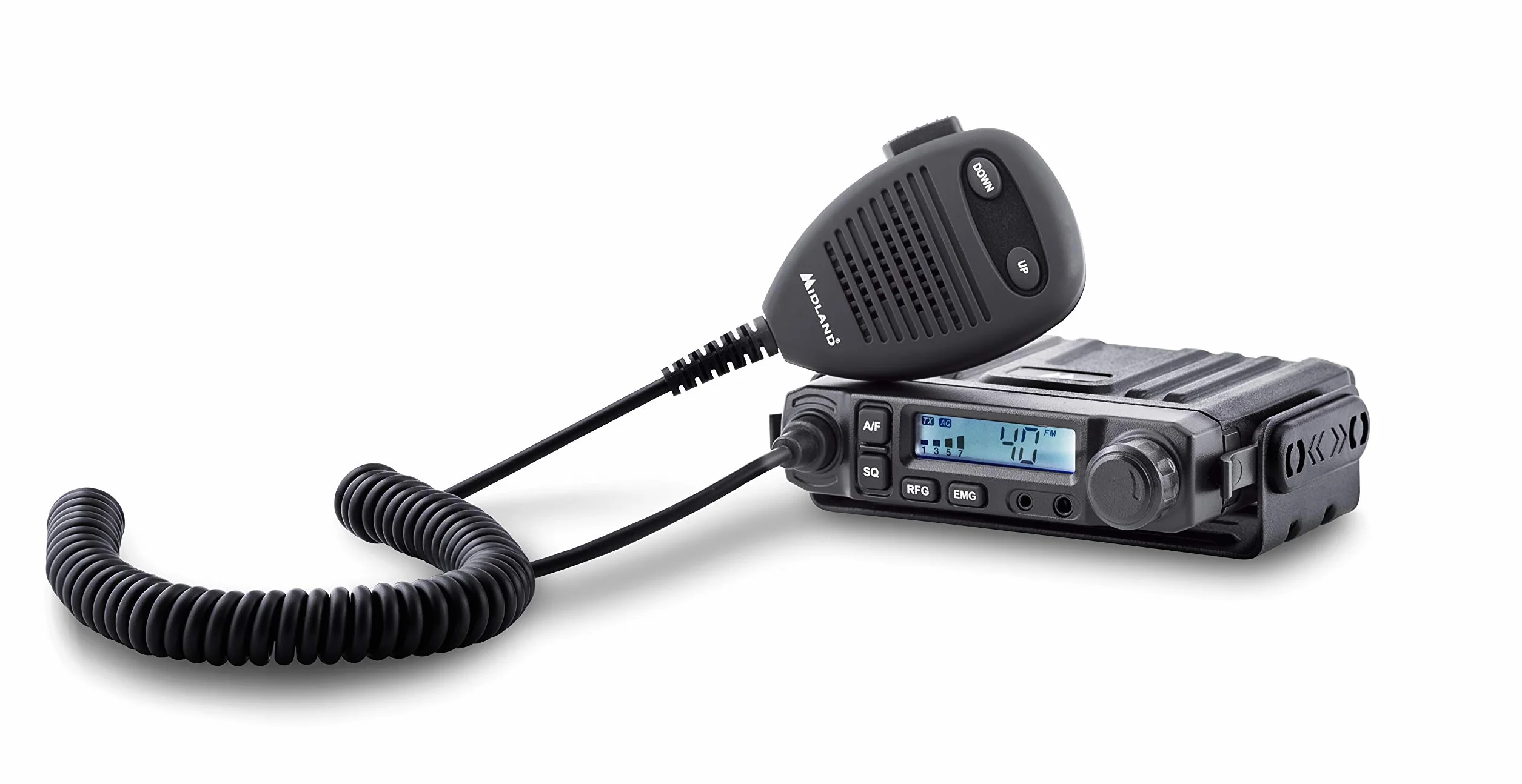 Midland - Radio CB M-Mini Multibanda Veicolare, 40 Canali AM/FM, Compatibile con Adattatore Bluetooth Auto WA-CB - Ricetrasmittenti Professionali Doppio Squelch e RF Gain solo in AM, Microfono 2 Pin