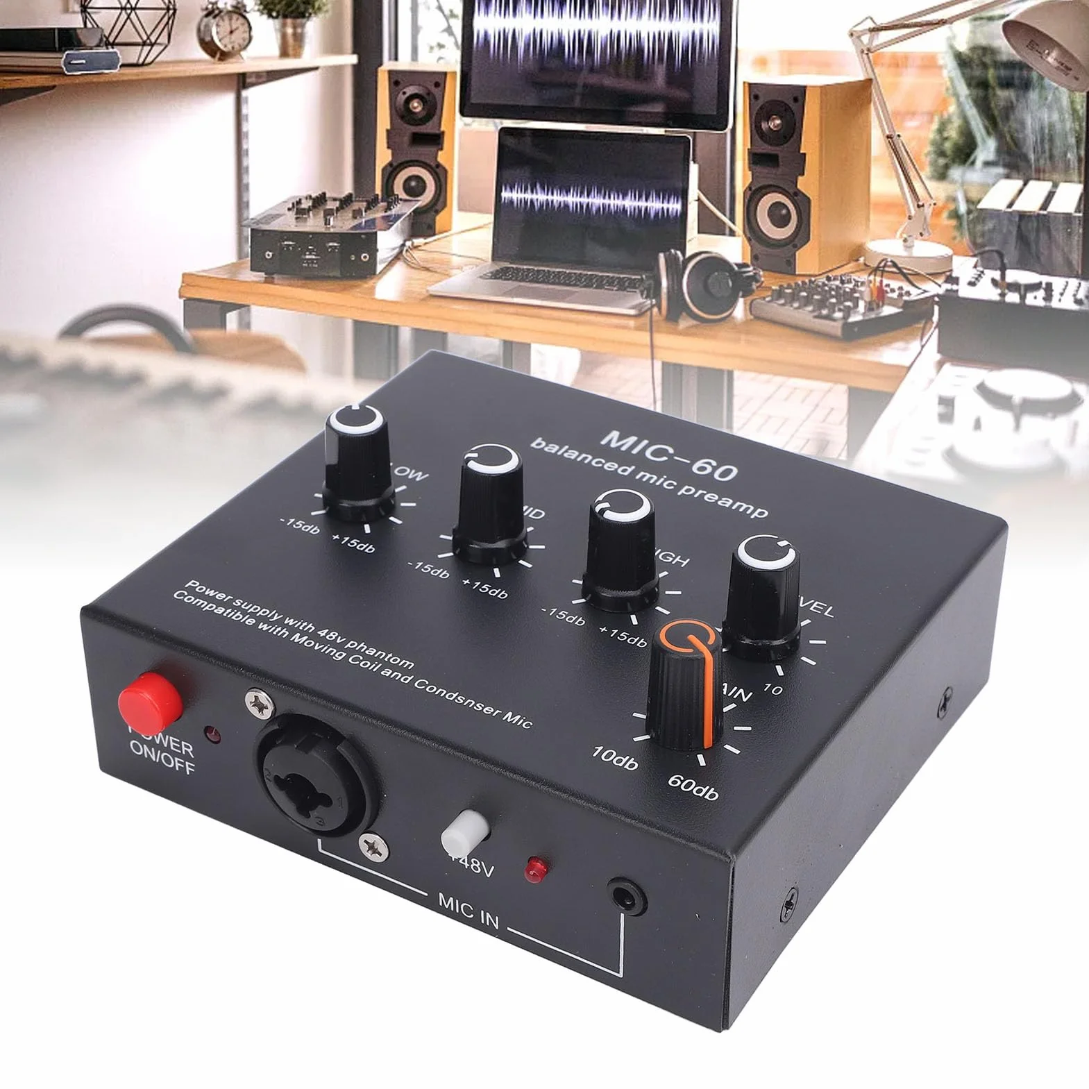 Preamplificatore Microfono XLR Ad Alto Guadagno, Mic Booster Dinamico e Condensatore per Registrazione Studio Streaming