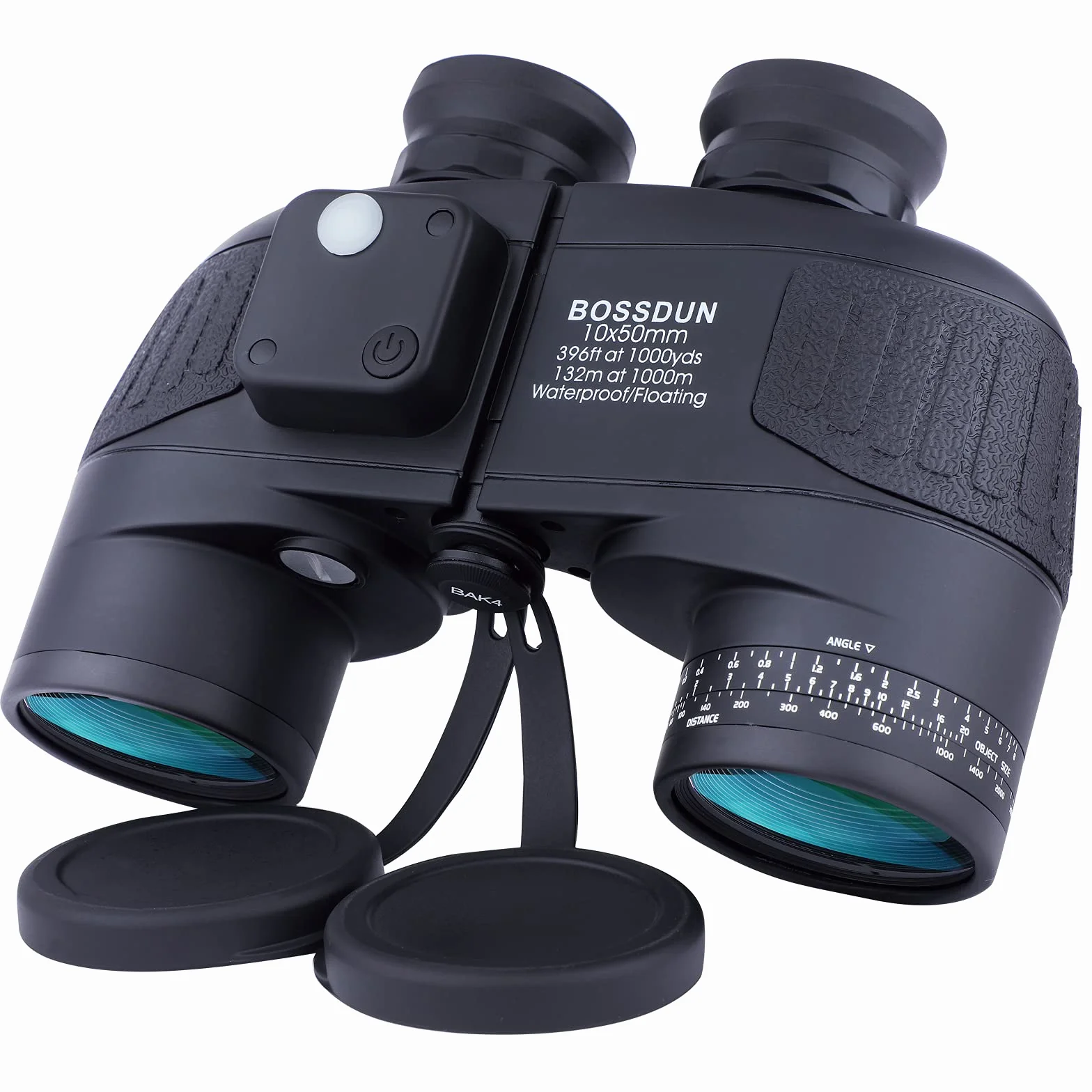 10x50 Binocolo Marino per Adulti, Binocoli Militare Impermeabile con Bussola Telemetro BAK4 Prisma Lente FMC Antiappannamento per la Navigazione Birdwatching Caccia (LP02B)
