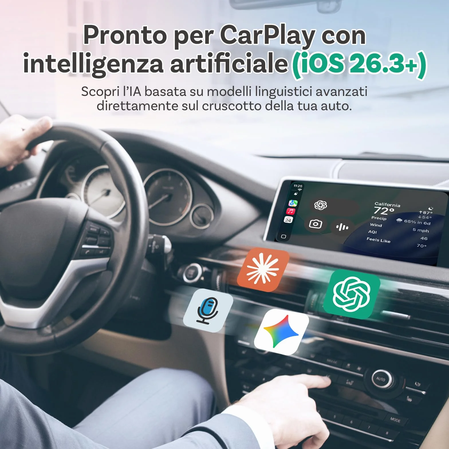 OTTOCAST (2026 Aggiornato) 2 in 1 Adattatore Wireless CarPlay & Android Auto, Mini Slim per iOS 10+ & Android 11+, Supporto Multi-Utente, Plug & Play, Connessione Veloce