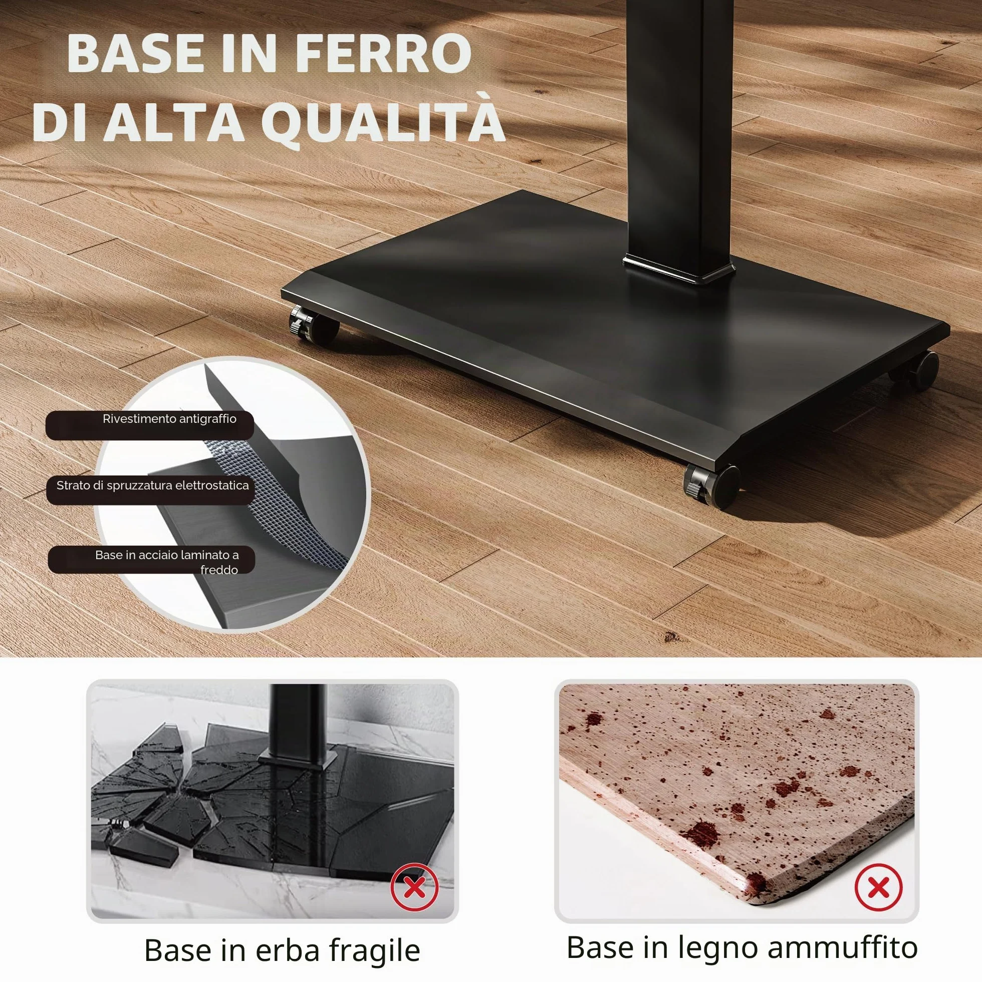 FITUEYES Carrello Porta TV con Ruote per 32-75 Pollici, Orizzontale e Verticale Supporto TV da Pavimento e Metallo Base, 40° Girevole & 7 Altezza Porta TV da Terra Max VESA 600x400mm Portata 40kg