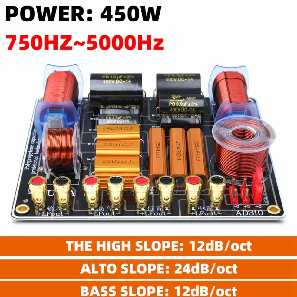 Altoparlante Professionale A Tre Vie da 450 W Splitter Ad Alta Potenza 750Hz/5000Hz Stage Home Theater Filtro Crossover Audio A 3 unità Durevole Facile da Usare