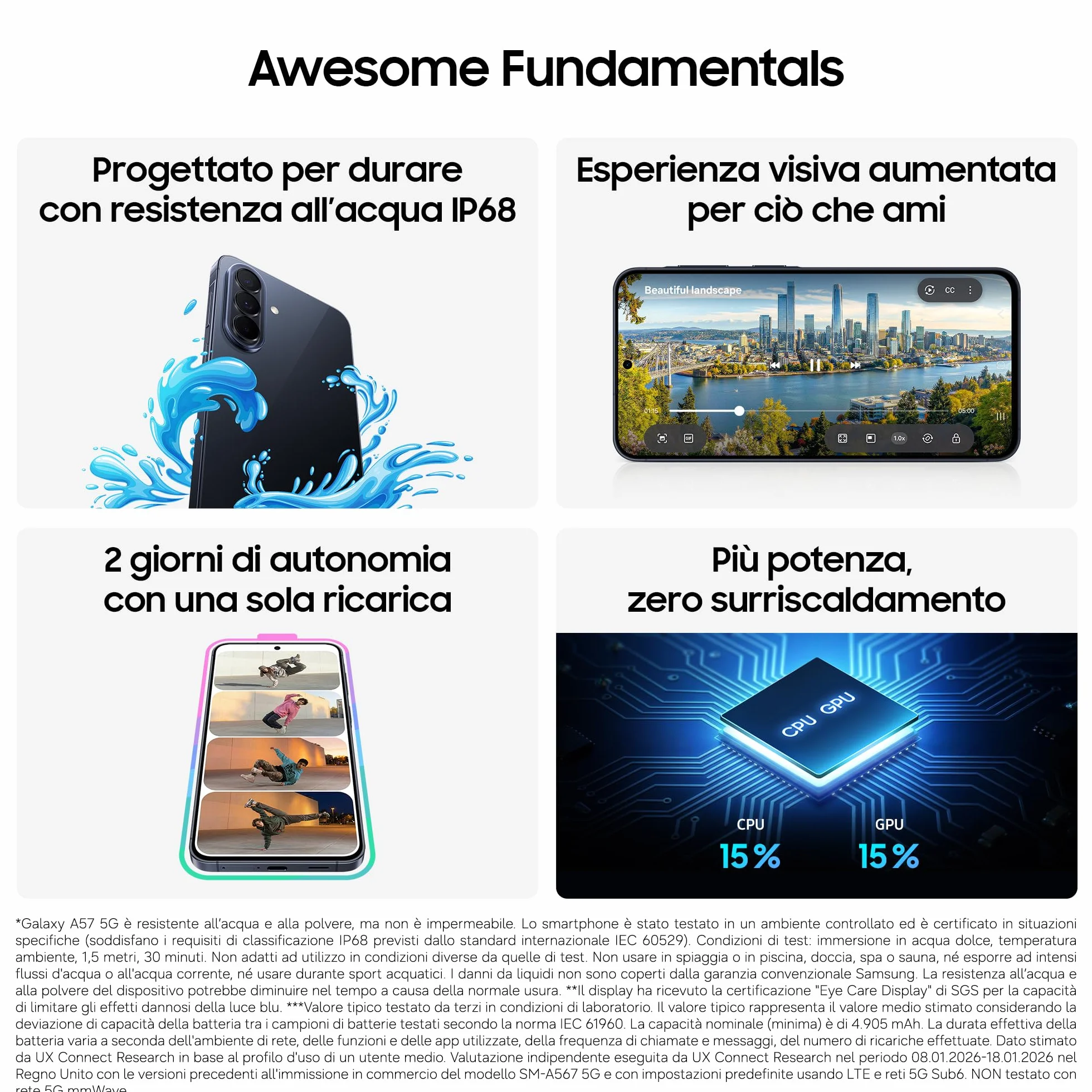 Samsung Galaxy A57 5G, 256GB, 3 anni di Garanzia, Smartphone sottile, Cerchia e Cerca, Gomma Oggetto, Volto Migliore, Tripla Camera, IP68, 5.000 mAh, Awesome Navy [Versione Italiana]