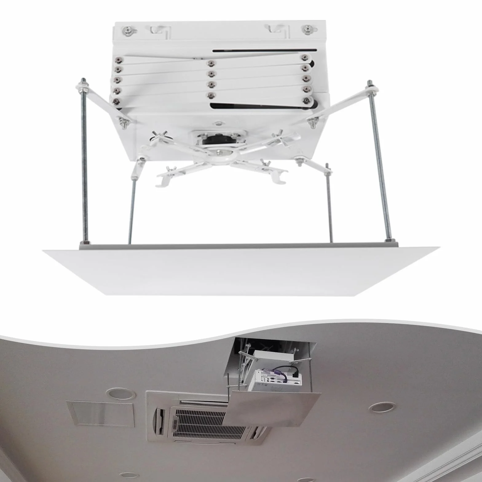 Supporto motorizzato per proiettore, 35 x 28 x 16 cm, portata fino a 10 kg, con telecomando per scuole, sale conferenze, studi ascensore da soffitto