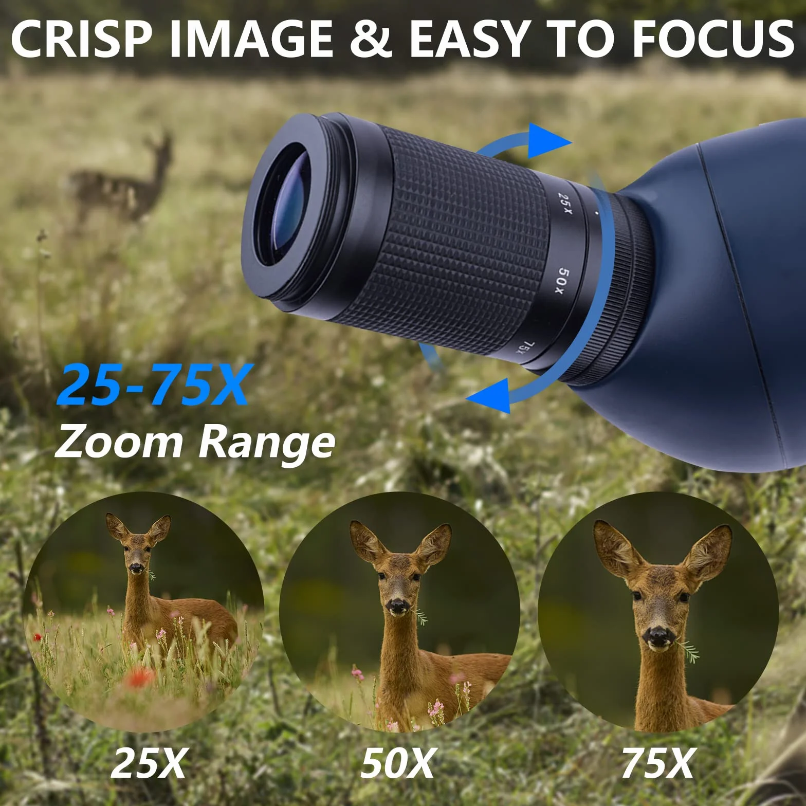 Cannocchiale 25-75x100 BAK4 con Treppiede per Caccia Birdwatching