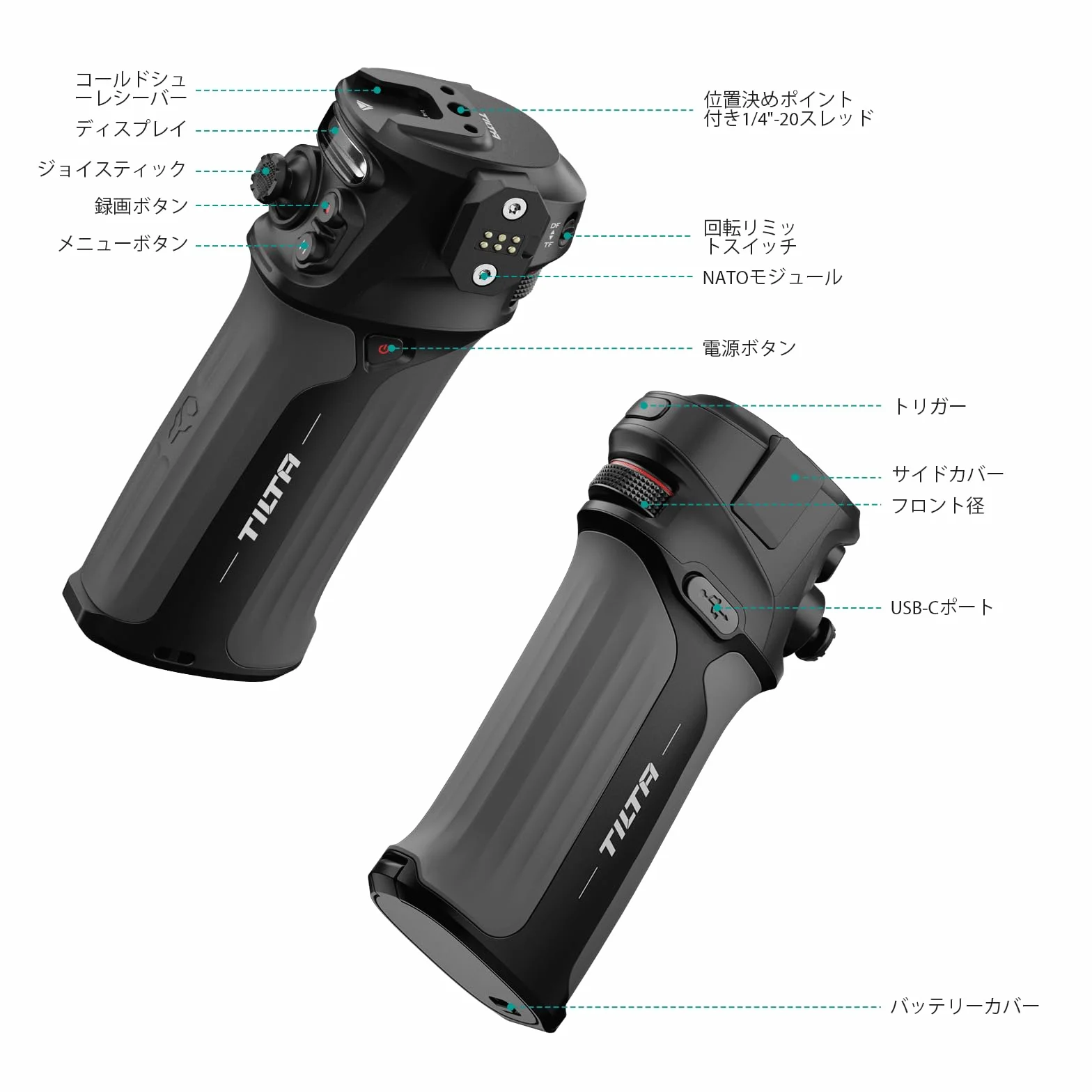 TILTAING TILTA Nucleus Nano II - Maniglia di controllo per Nucleus M e Nucleus Nano Follow Focus, con cavo di alimentazione USB-C WLC-T05-CH