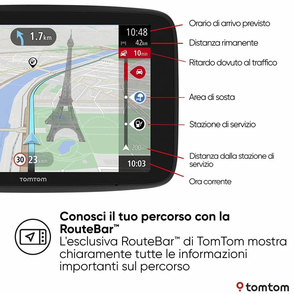 Navigatore per automobili TomTom GO Navigator (6 pollici, informazioni sul traffico in tempo reale e Avvisi su Tutor e Autovelox di prova, Mappe del mondo, aggiornamenti tramite WiFi)