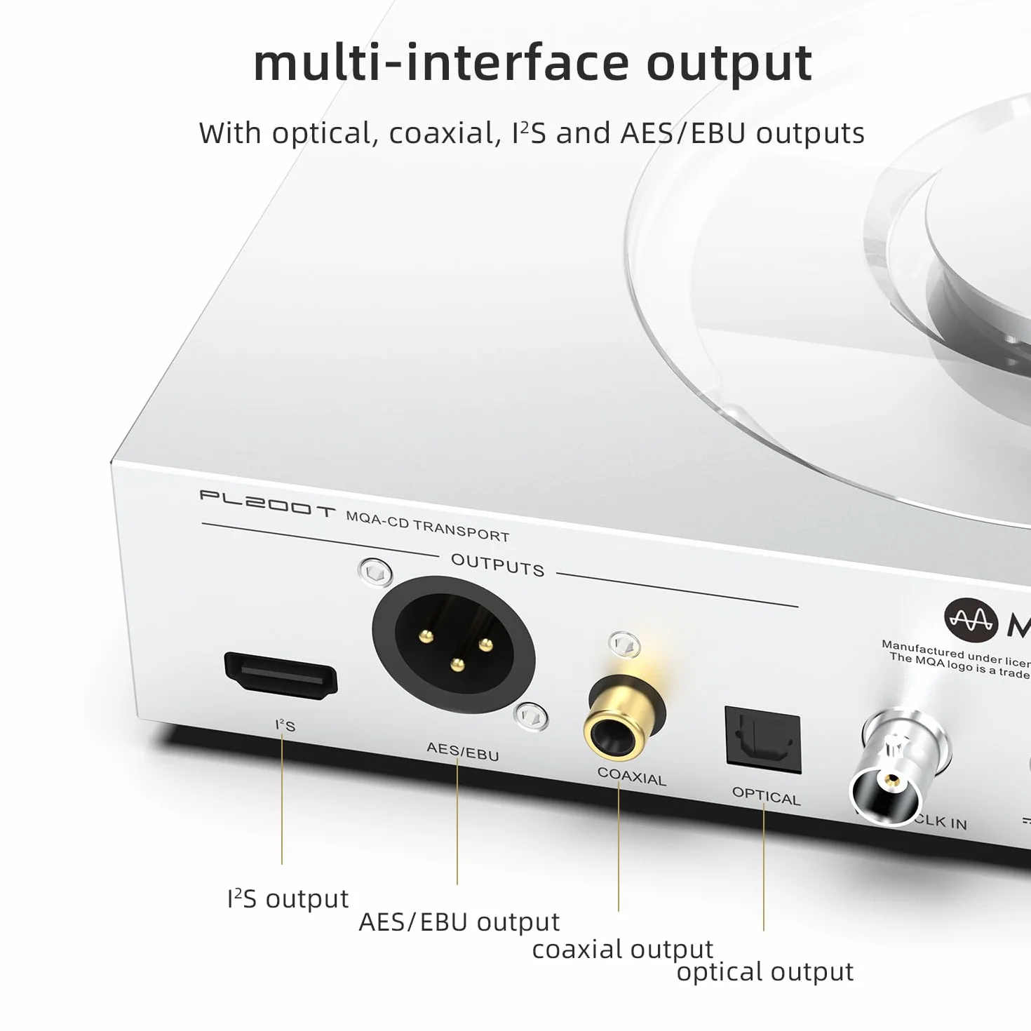 SMSL PL200T Lettore CD MQA-CD Digital Giradischi Decoder Hi-Fi 32bit/768kHz DSD512 Ottico/Coassiale/I²S/AES Uscita Orologio Professionale Ingresso Home/Studio Audio System Copertura antipolvere