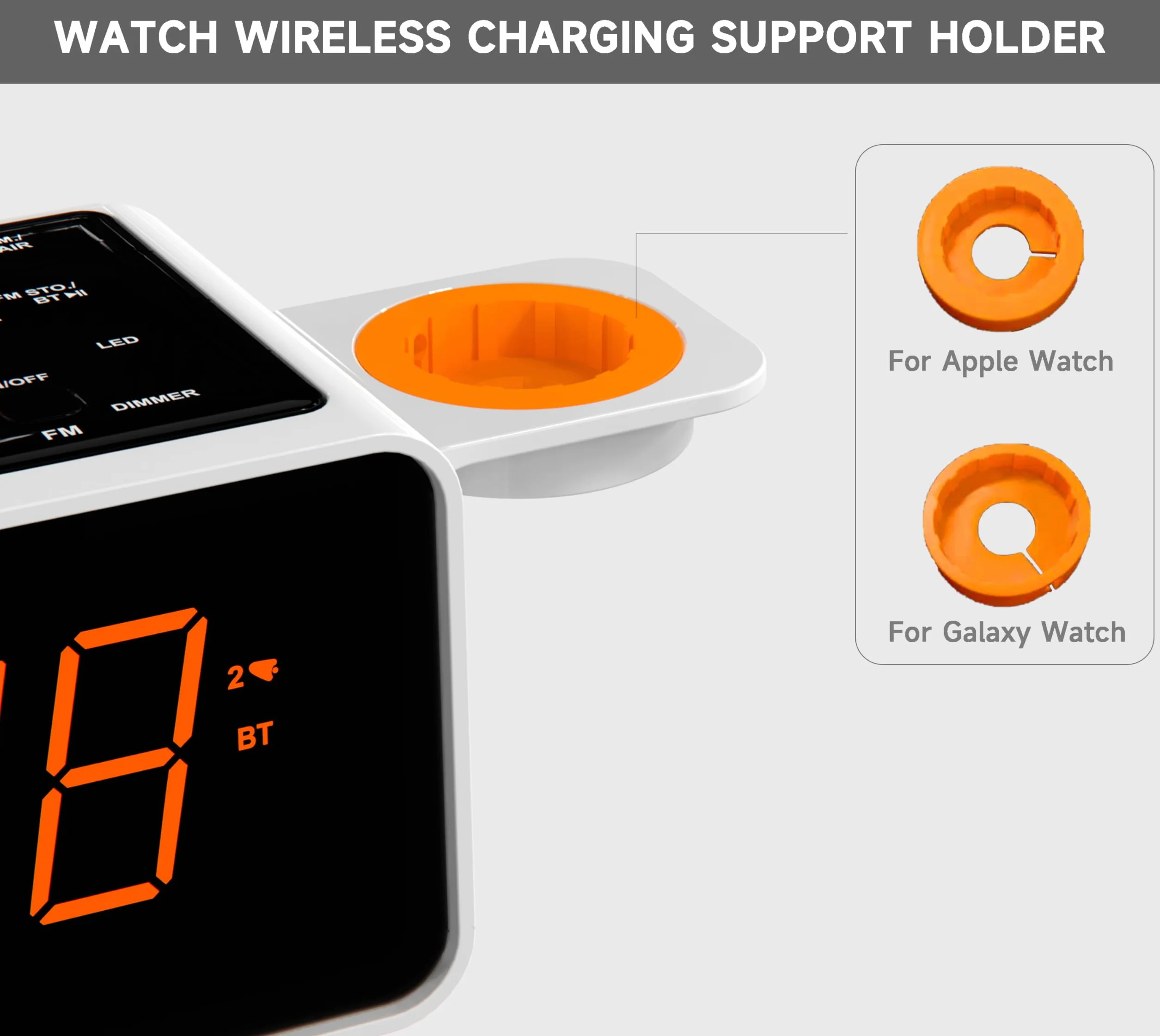 iTOMA CKS209 Radiosveglia Bluetooth 15W Caricabatterie Wireless USB Snooze Display 1,4" LED